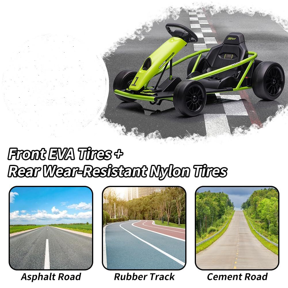 🔥24V Go Kart 3Ride On Toy for Kids 8-12 Years 8MPH High Speed 300W*2 Powerful