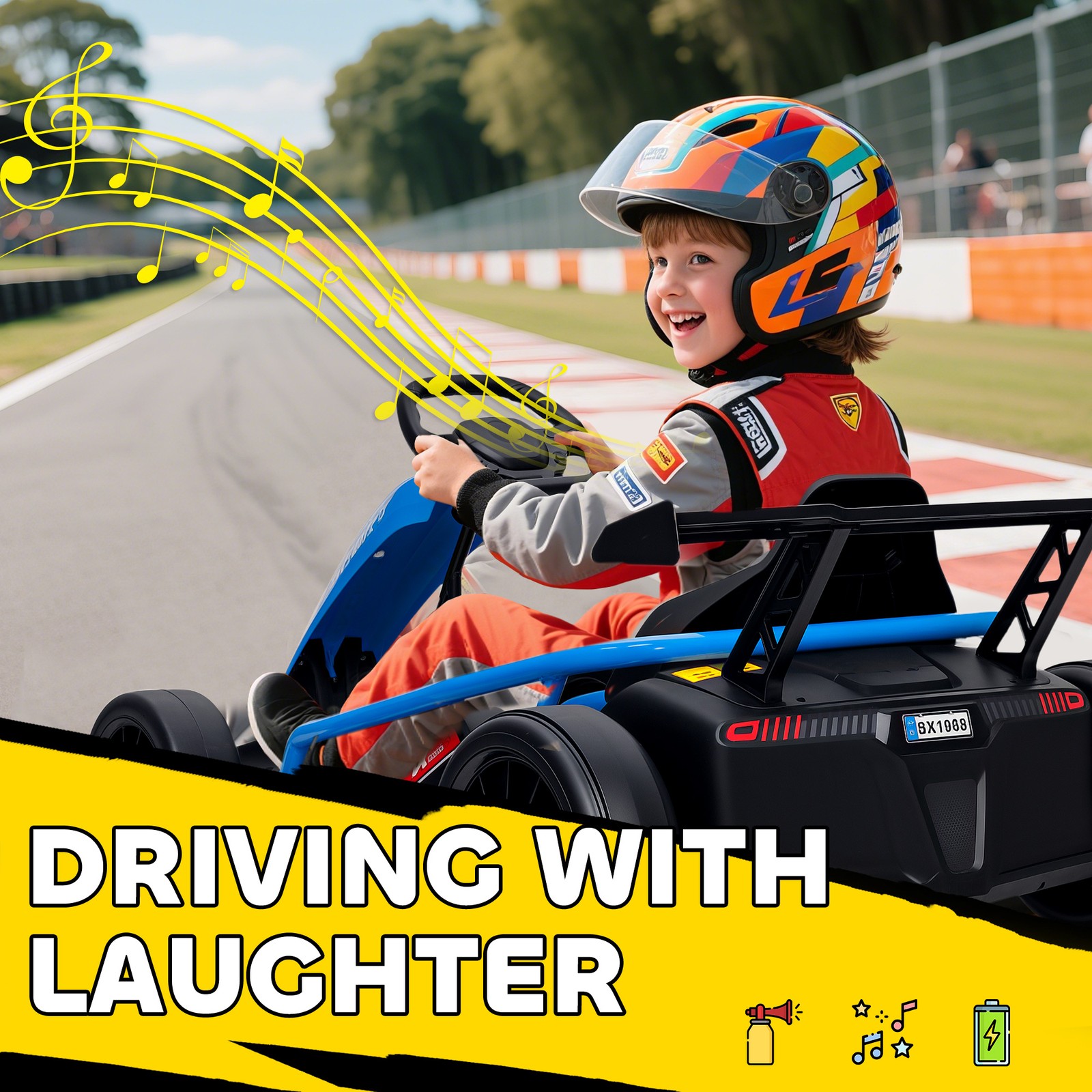 24V 8.1 MPH Electric Drift Kart for Kids with Dual Motors, Blue
