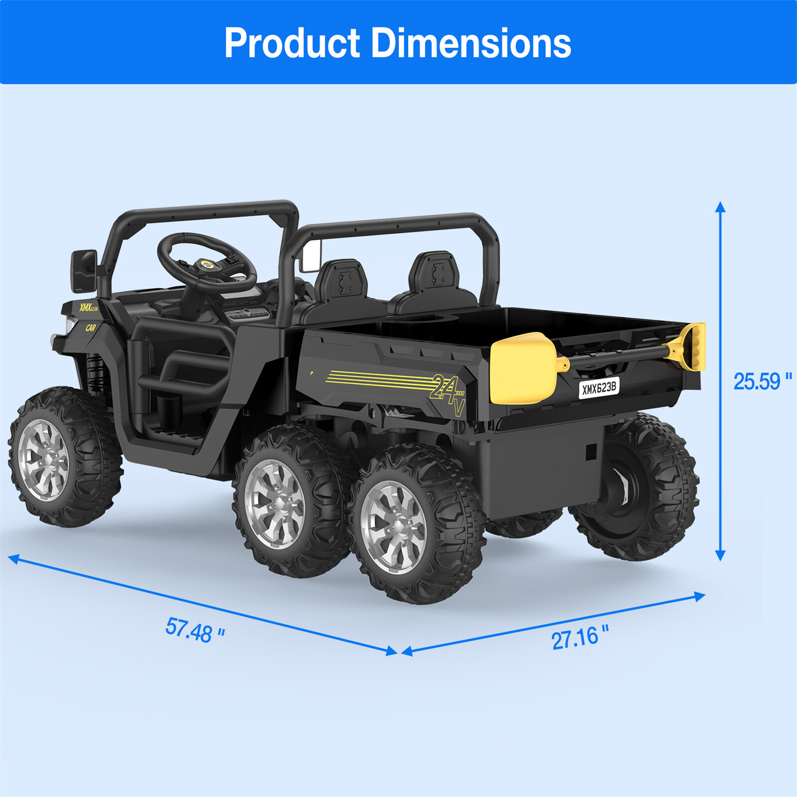 24V Ride on Dump Truck with Remote Control Electric Dump Bed Electric Vehicles