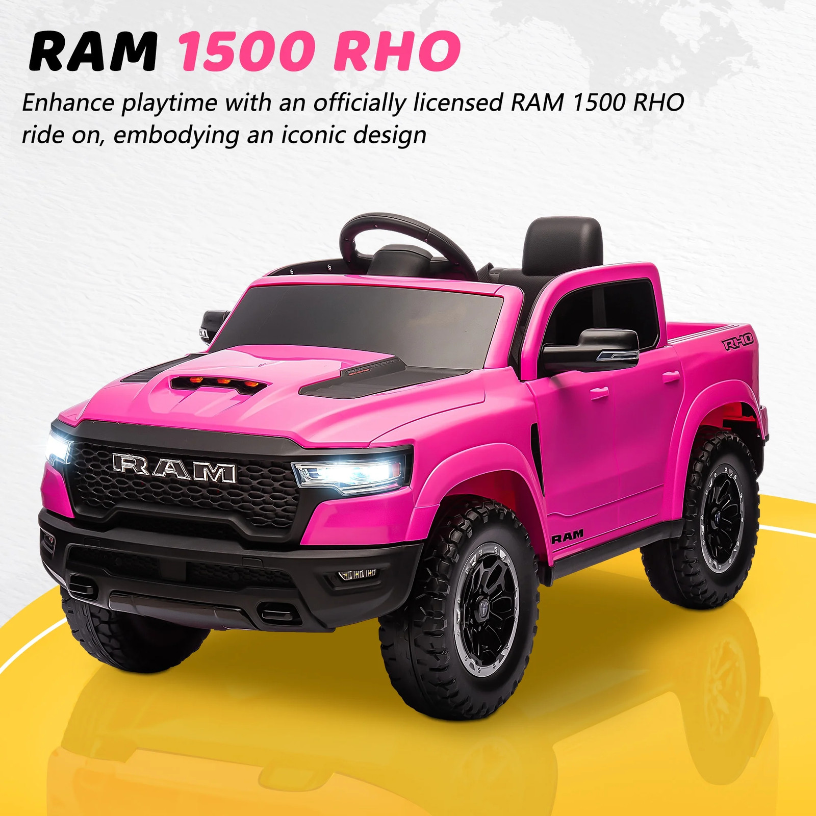 RAM Ride on Car, 12V Powered Ride on Toy with Remote Control, 4 Wheel Suspension