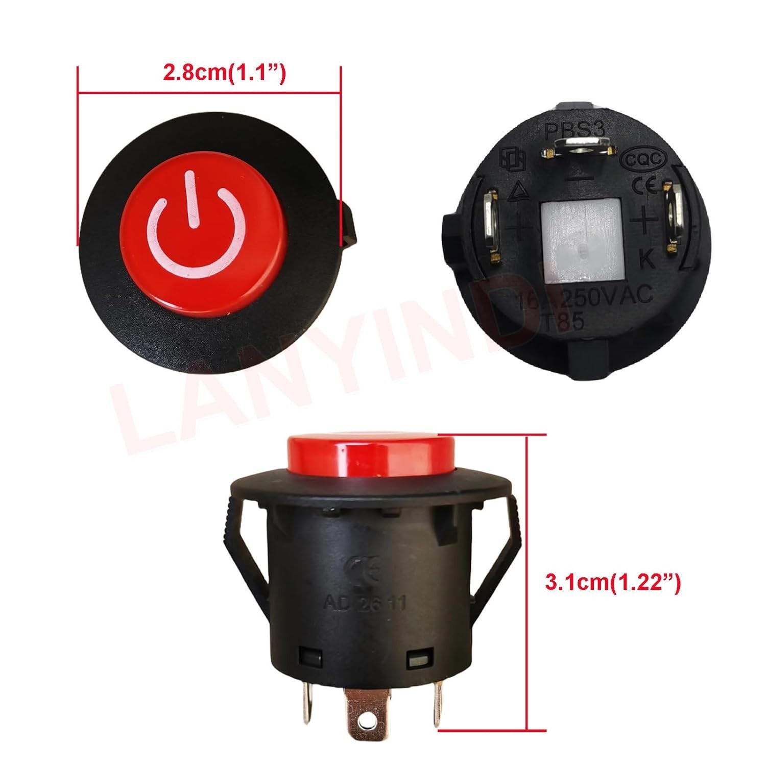 (2 PCS) Power Button Switch Push Start Replacement for Kids Ride On Toy Car 12V