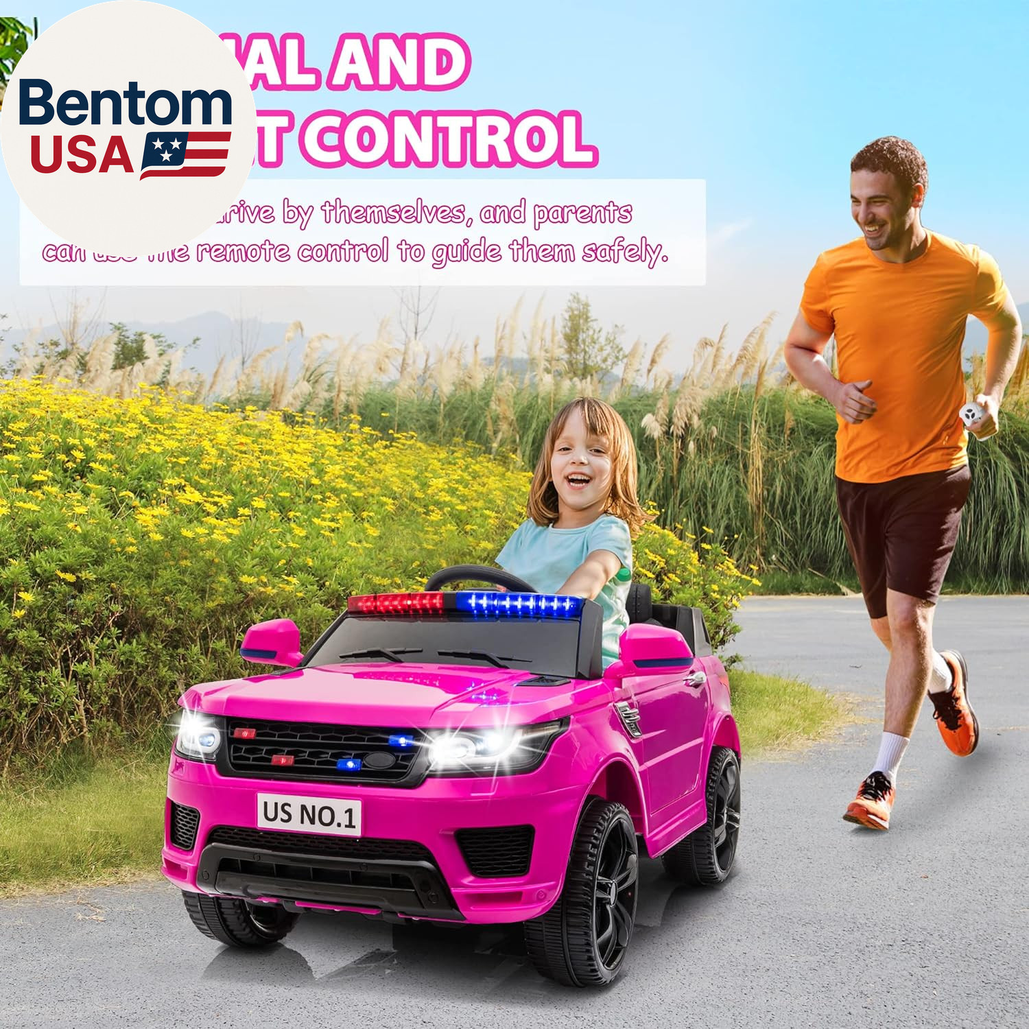 Police Cars for Kids Electric Car 12V Childrens Powered Ride Ons for Toddlers C