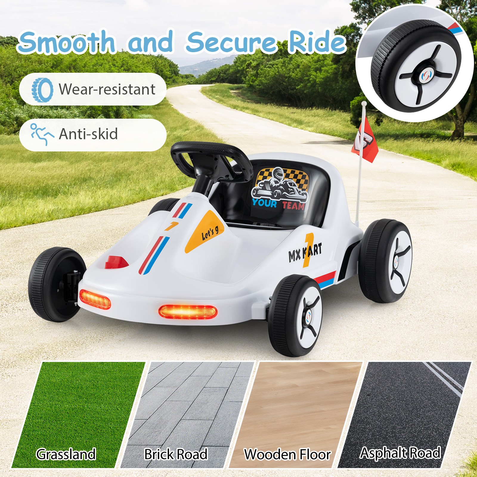 12V Kids Electric Go Kart 7AH Battery Powered Ride on Race Toy w/ Remote Control