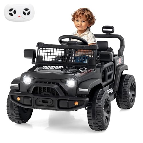 12V Ride On Truck, Battery Powered Electric Vehicle for Kids with Remote Black