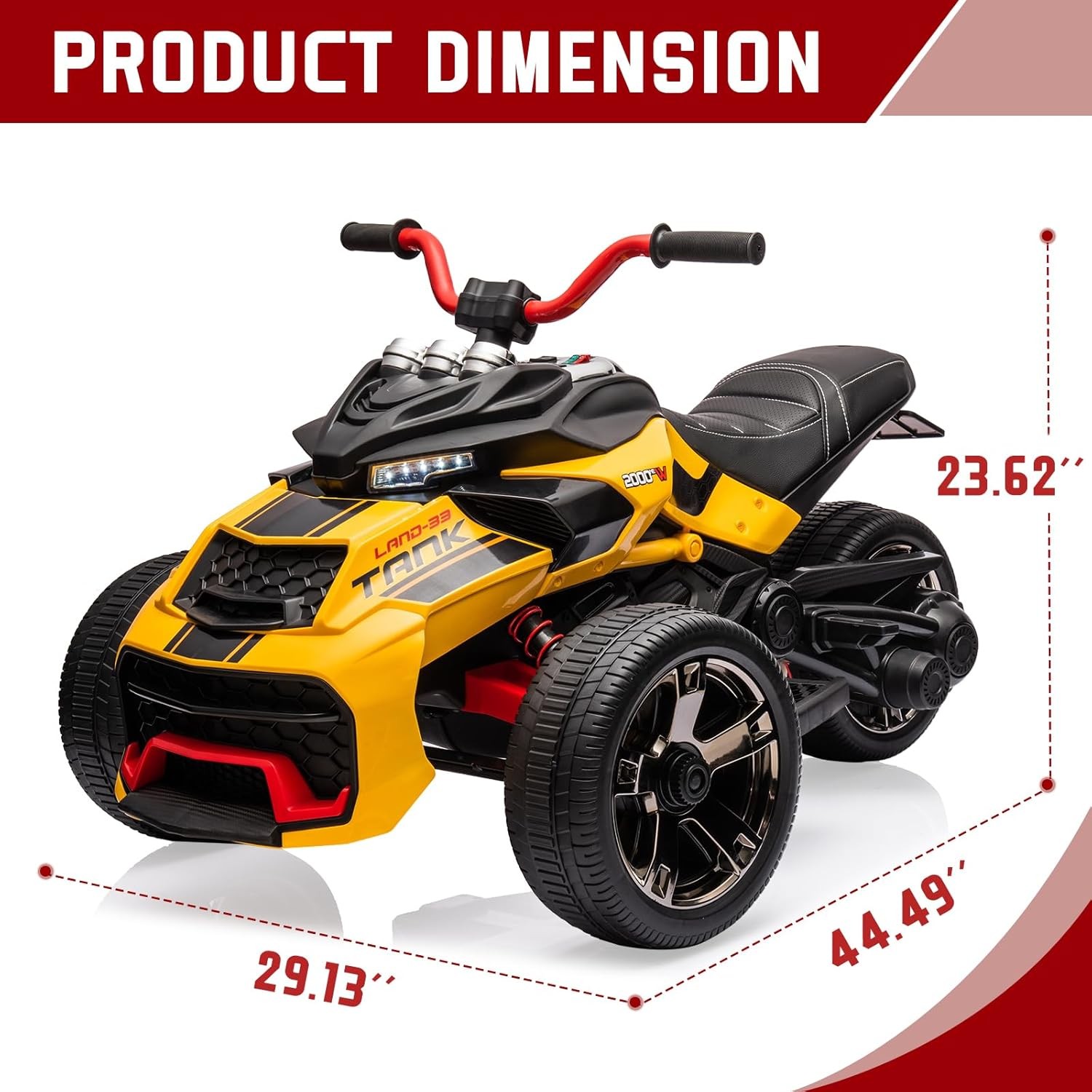 12V Electric 3-Wheel Kids ATV,Battery Ride-On Truck with Lights, USB, 7MPH Speed