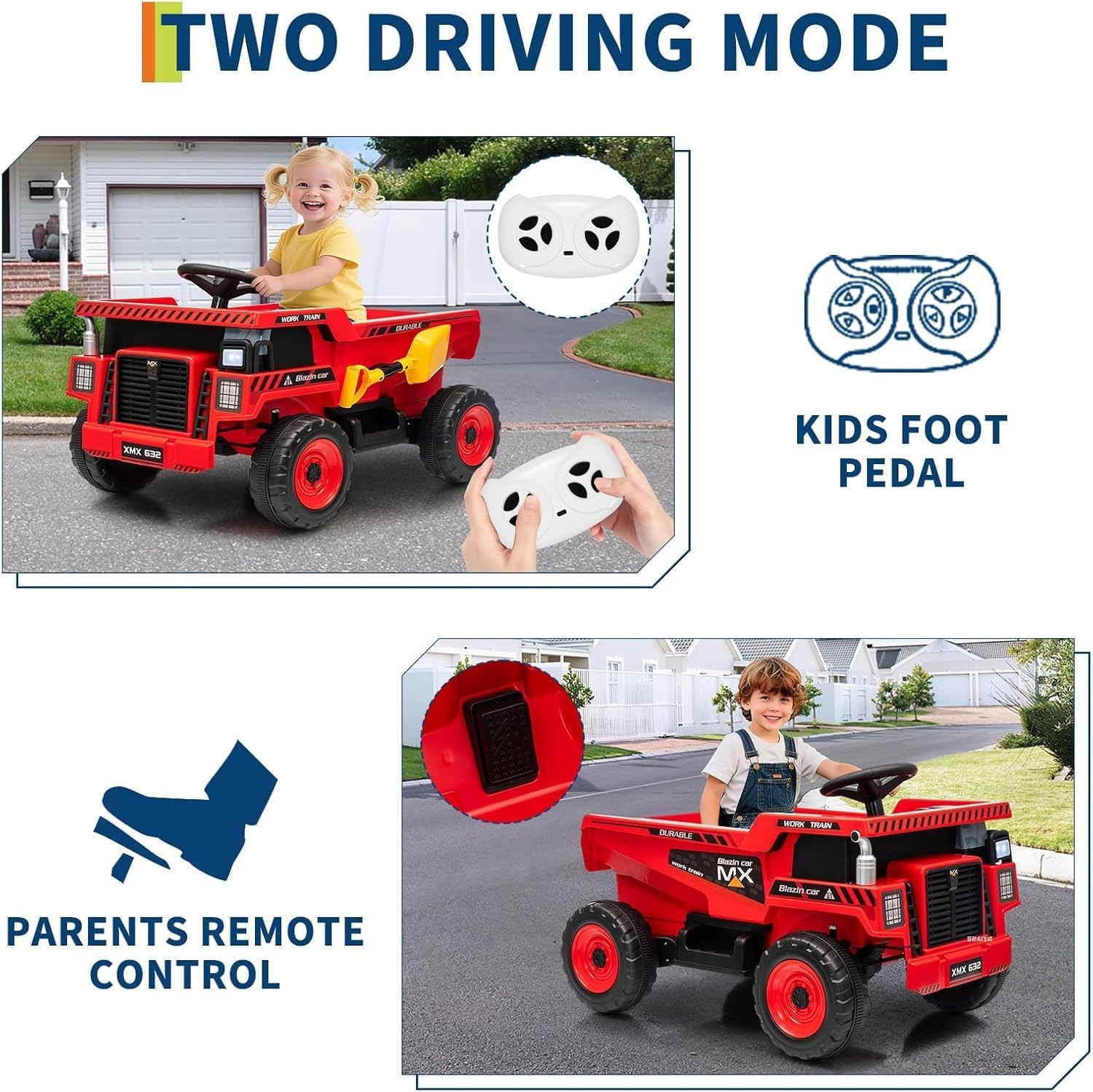 Ride on Toy 12V Kids Ride On Dump Truck Electric Toy Car with Remote Control