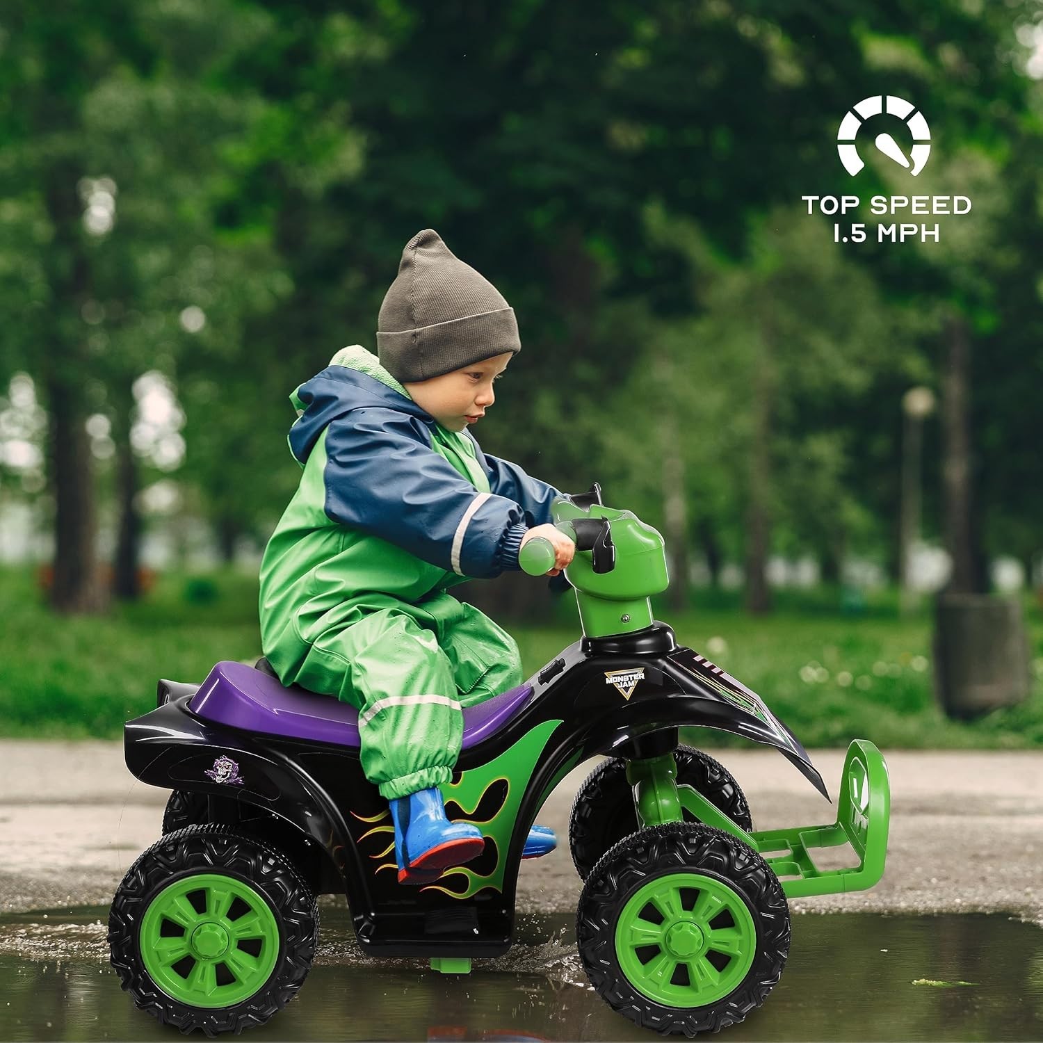 Monster Jam 6V ATV Quad for Kids – Powerful and Safe Ride-On Toy with Recharg…