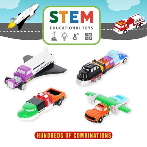 Magnetic Vehicles for Toddlers 1-3, Mini Mix or Match Car Toys, Set of 9 Gift