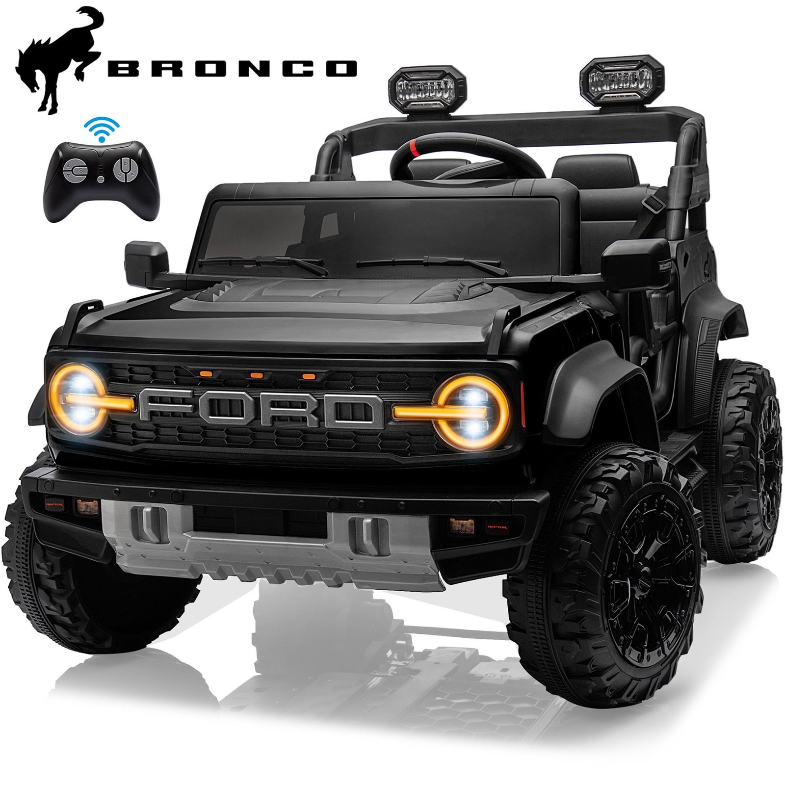 Licensed Ford Bronco Raptor 24V Ride-On Car with Remote, Bluetooth, Pink