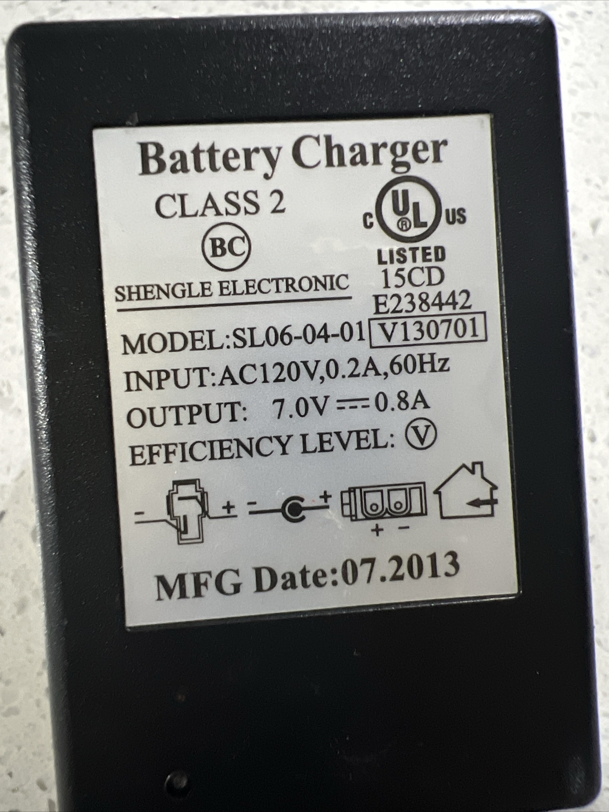 Shengle Electronics Battery Charger Class 2 SL06-04-01 – 7 volt – Power Wheels