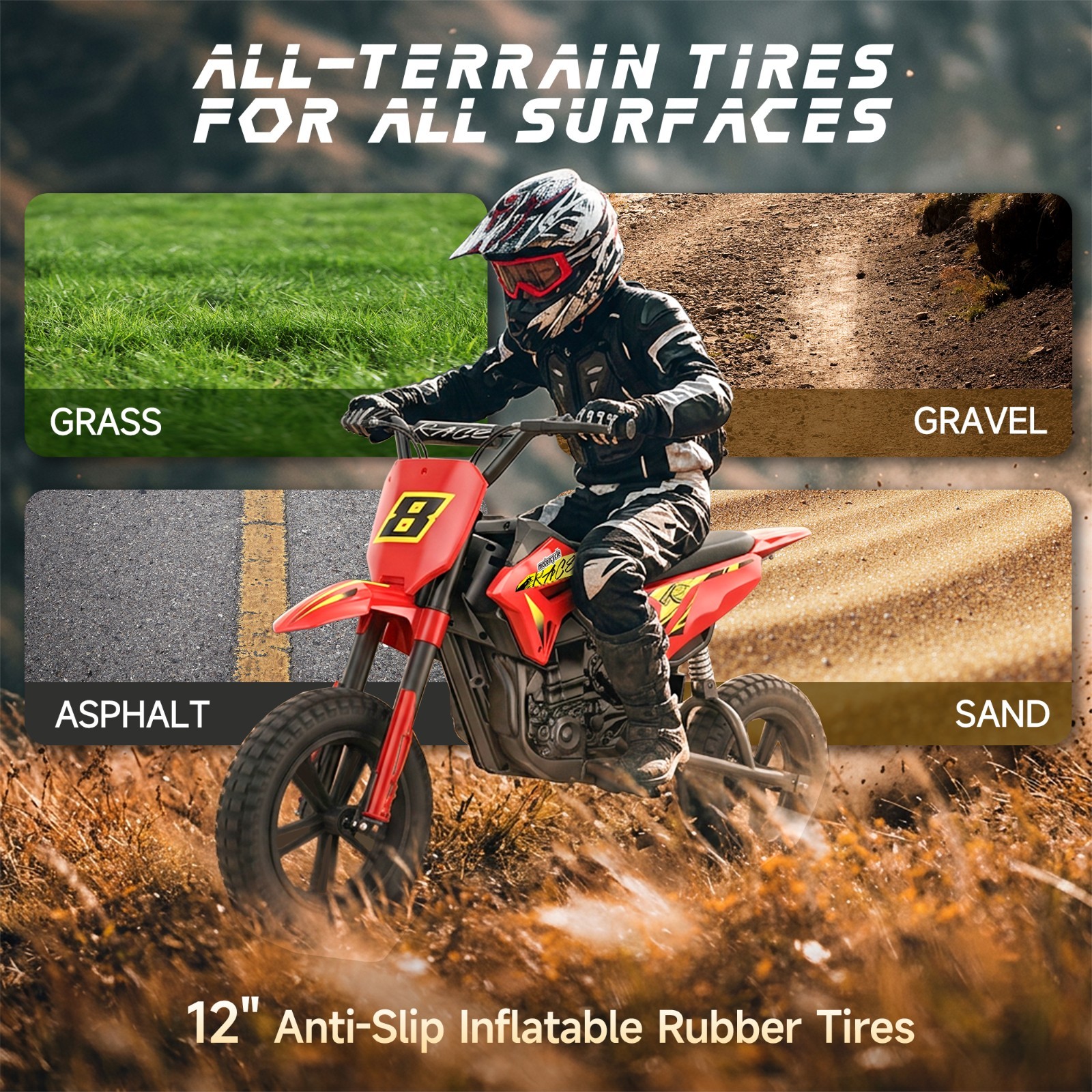 24V Kids Motorcycle Electric Dirt Bike Batteryed 11MPH w/Drum Brakes Twist-grip