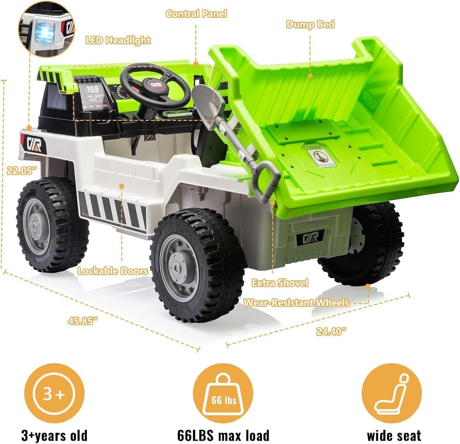 12V Kids Ride On Car Toys Electric Dump Truck Car with Remote Control,Music