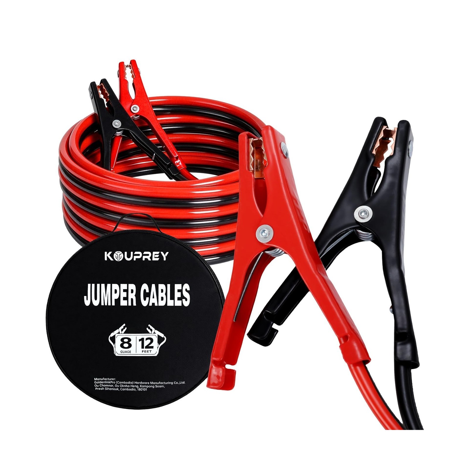 12FT 8 Gauge Jumper Cables for Car, SUV and Trucks Battery, Heavy Duty Automo…