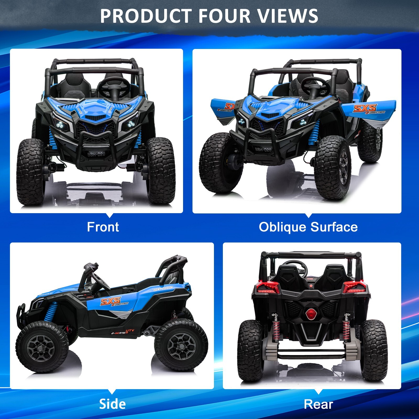 ZEOPHOL 24V Kids Battery Ride On UTV Truck 4WD 2-Seats 200W*4 Motor EVA Wheels