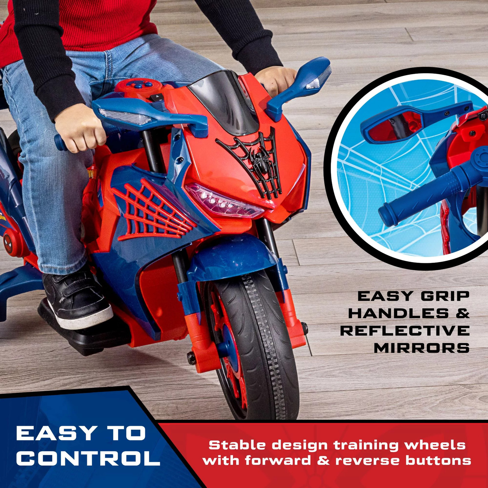 Kids 6 V Motorcycle Ride On Spiderman Design Rechargeable Battery Gift Ages 3+