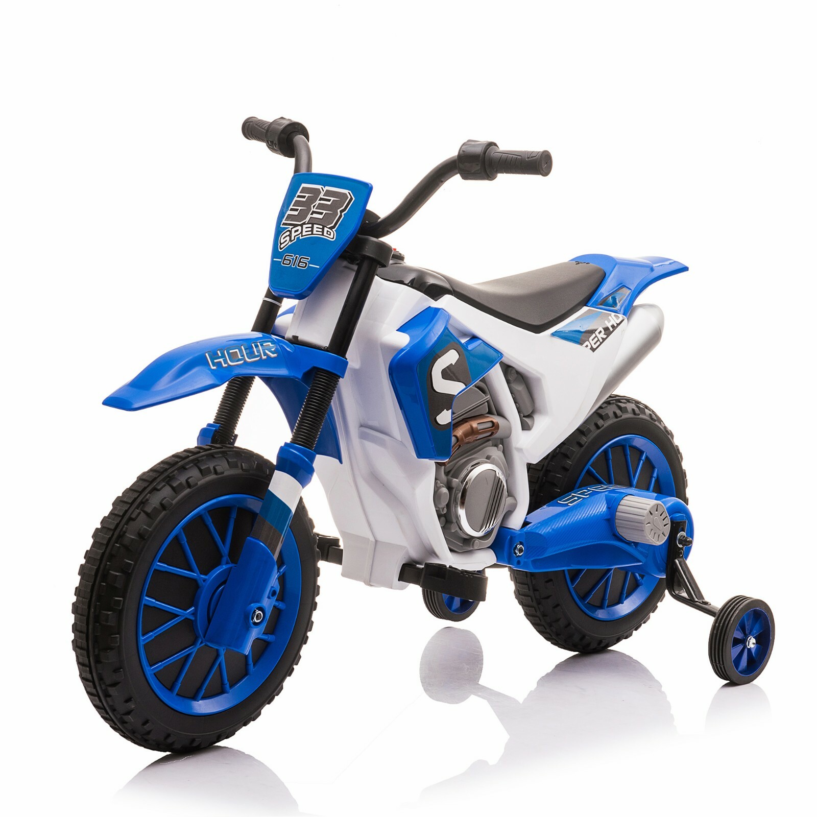 TOBBI 12V Kids Ride on Motrcycle Electric Motorbike w/Training Wheels, 2 Speeds