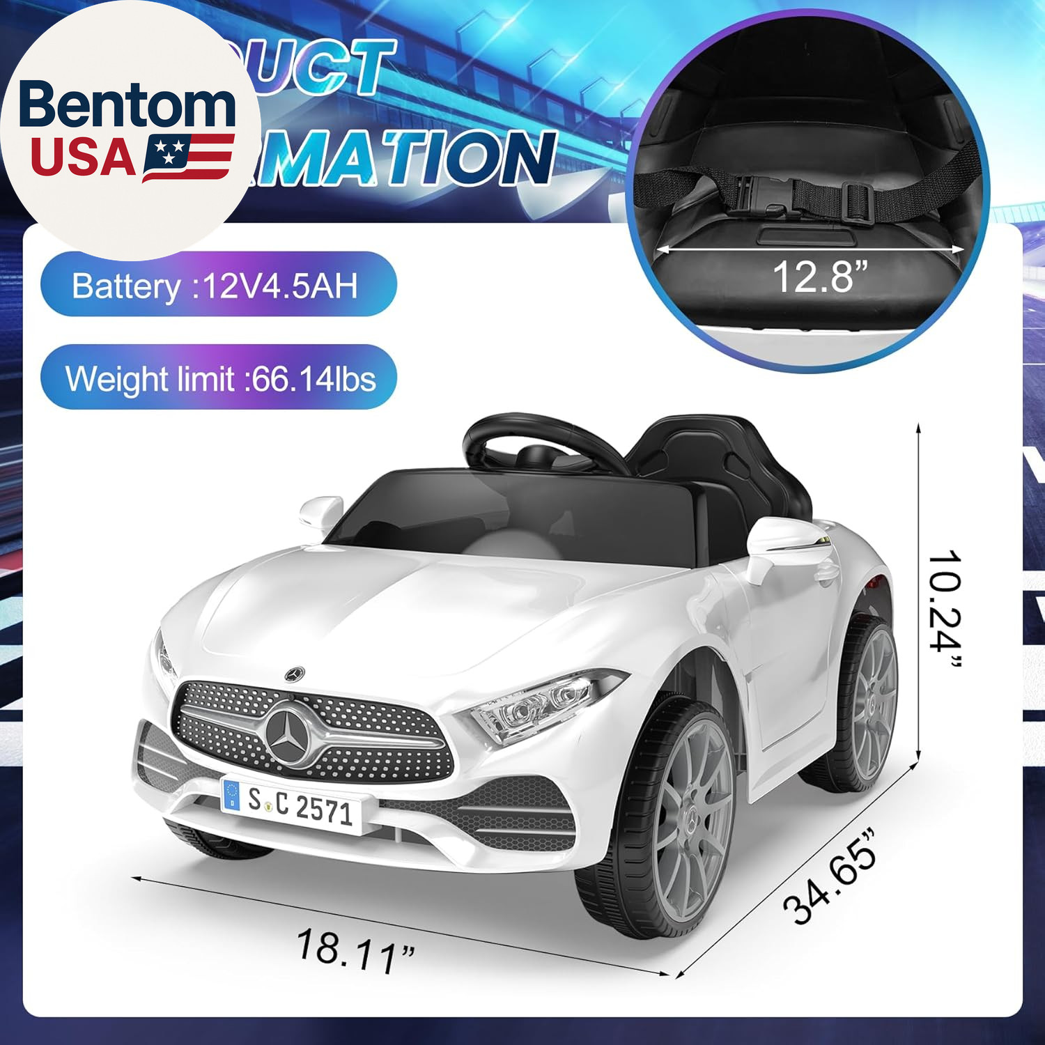 12V Kids Ride on Car with 2.4G Remote Control,Battery Powered Electric Car Ride