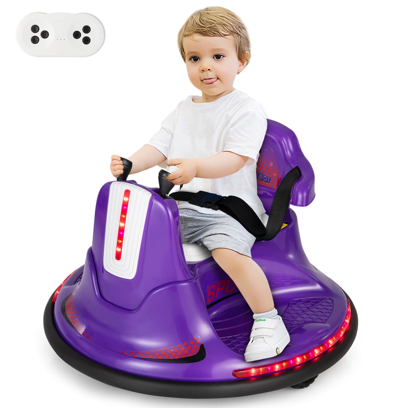 12V Bumper Car for Kids Toddlers Electric Ride On Car Vehicle w/ 360° Spin