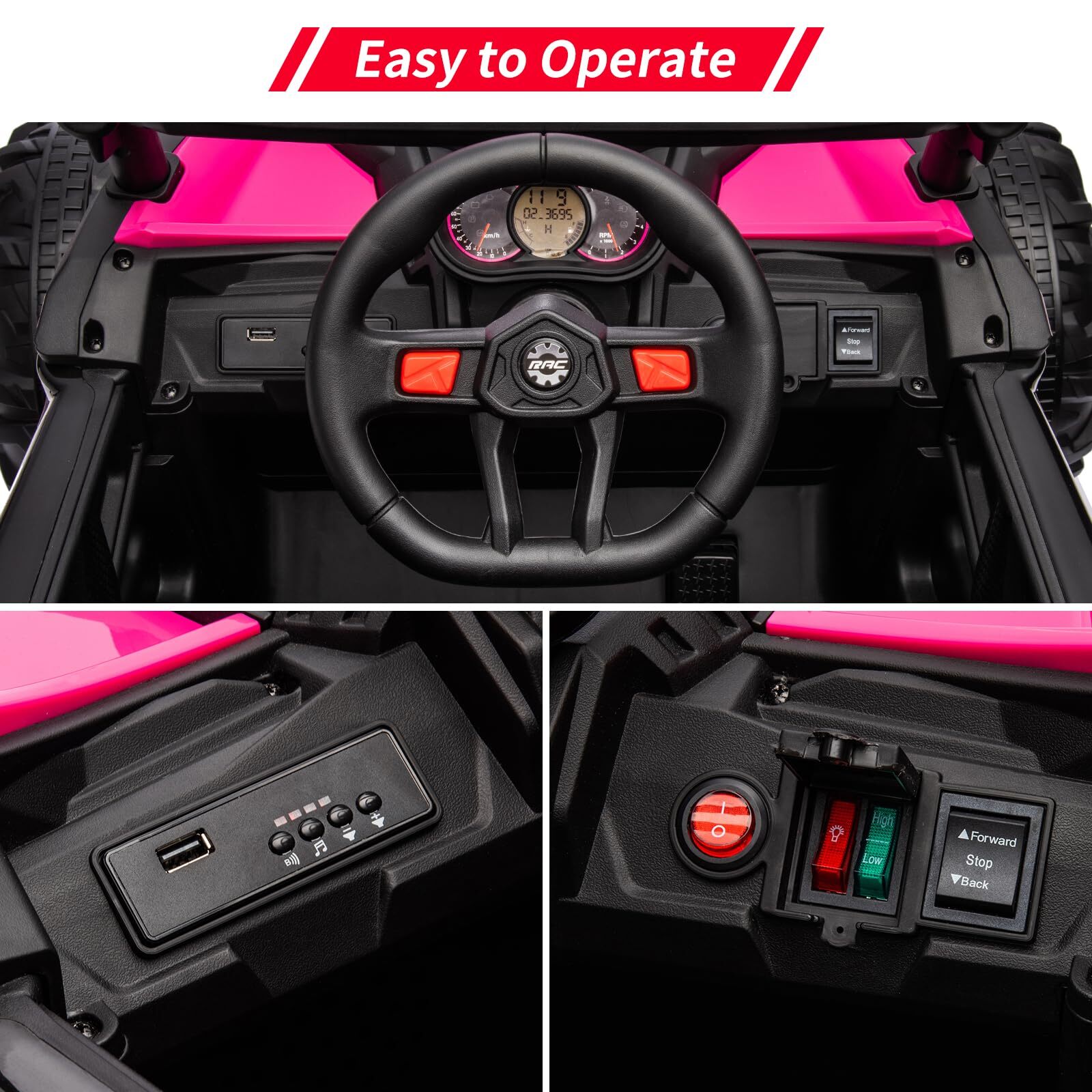 24V Kids UTV Ride on Car with Remote Control Battery Powered 4 Wheeler Off-Road