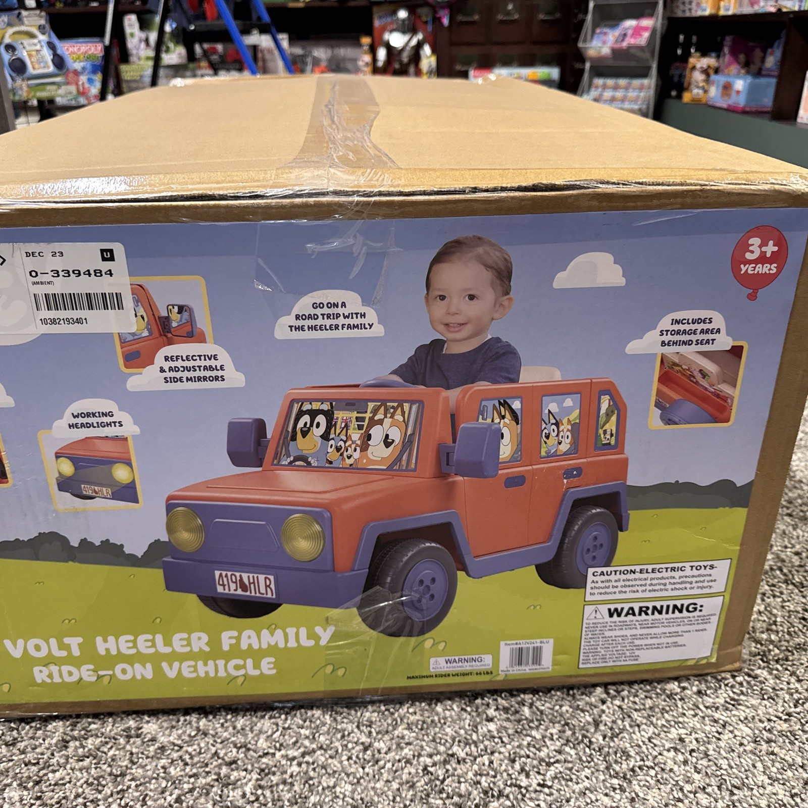 Bluey Heeler Family 12-Volt Battery Powered Ride-On, Ages 3+, 66lb. Max Weight