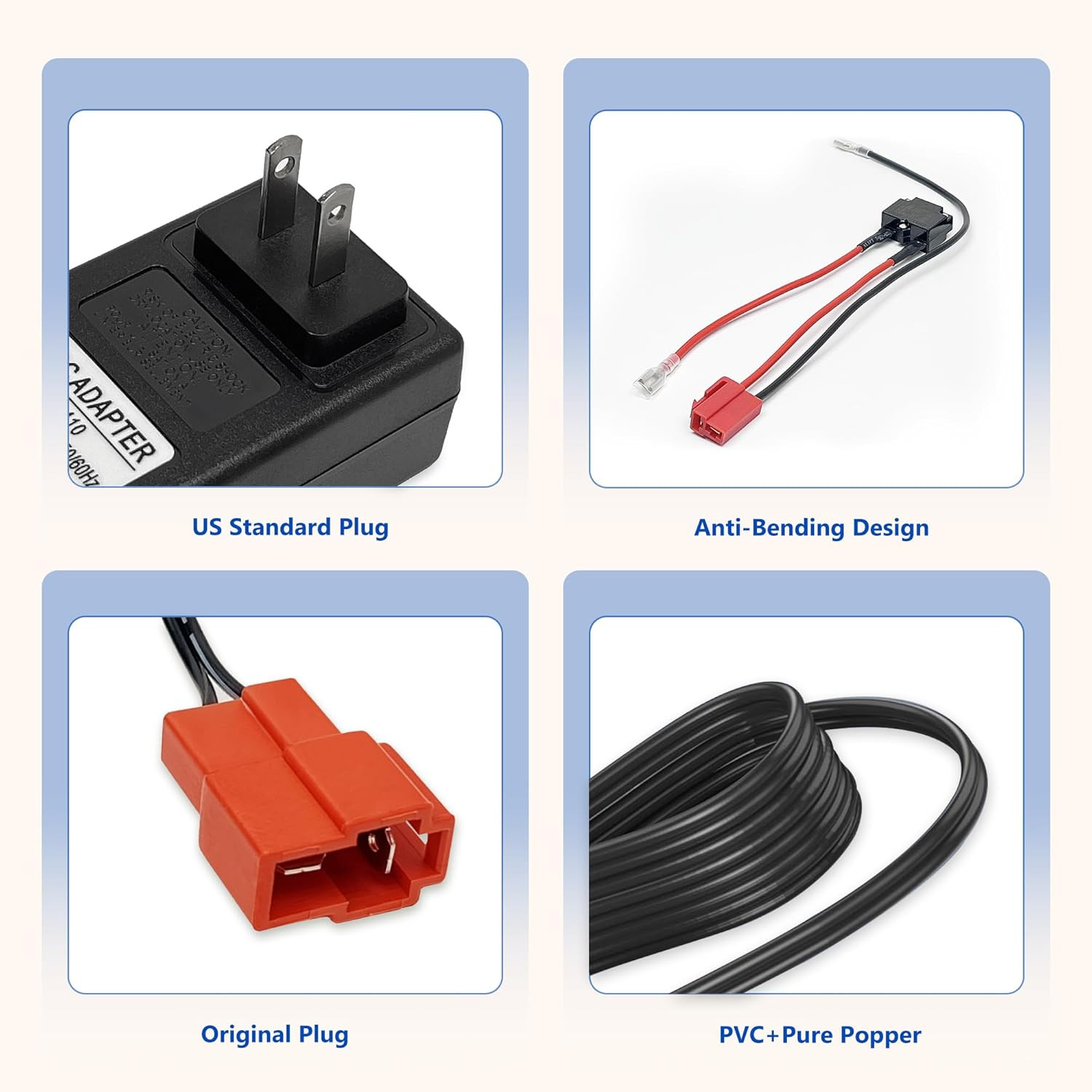 24V Battery Charger and Battery Wire Harness Compatible with Ride on Toys for Ki