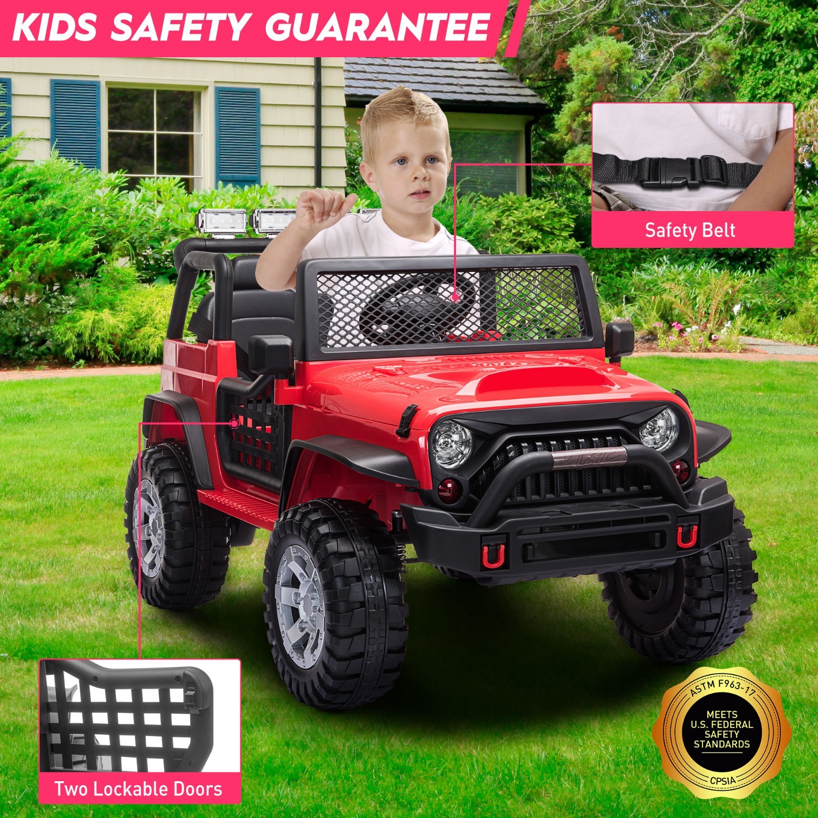 12V kids Ride On Jeep with Remote Control, Electric Car for Kids 3-8 Years-Black