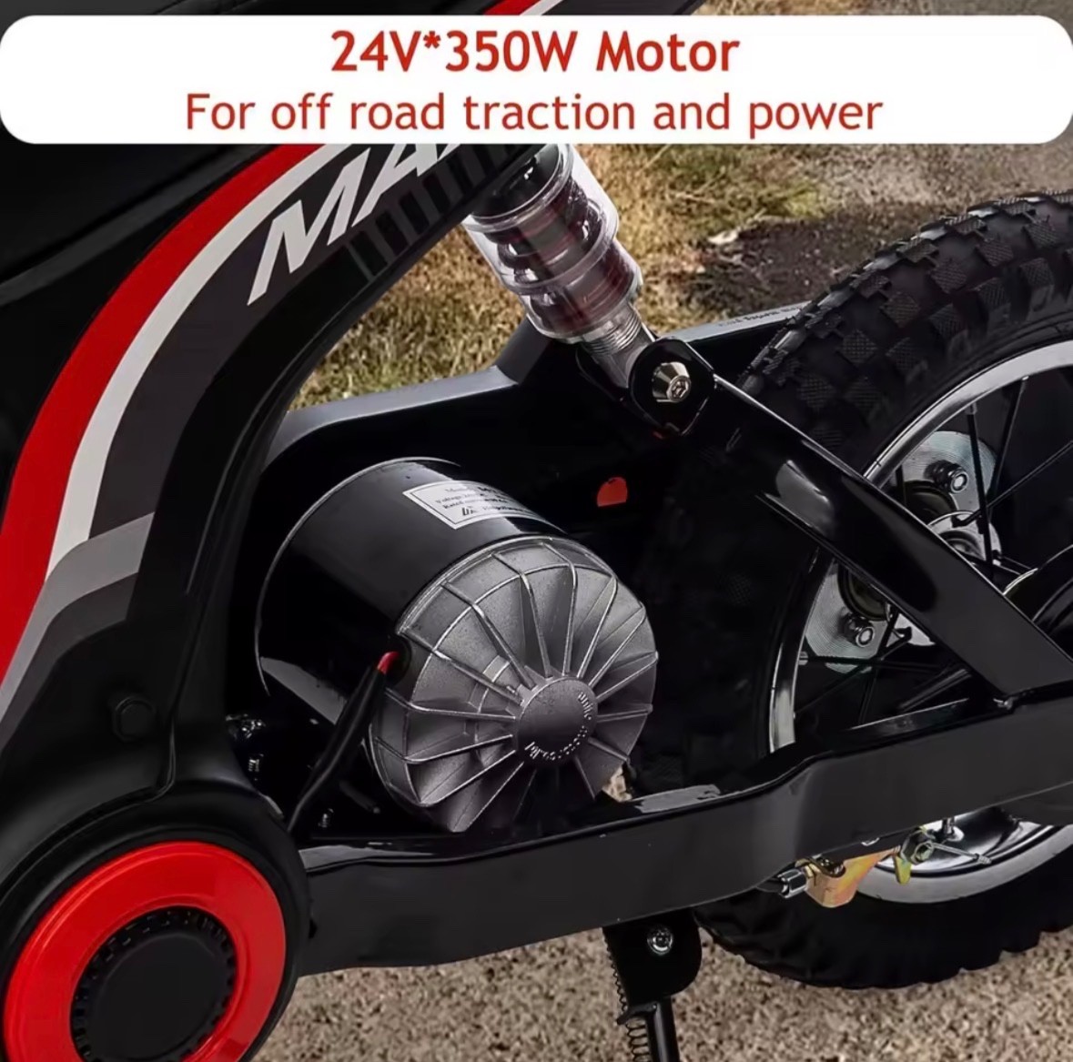 Electric Dirt Bike 350W Motorcycle for Kids w/ Tail Lights 15.5 mph & 130lb Max