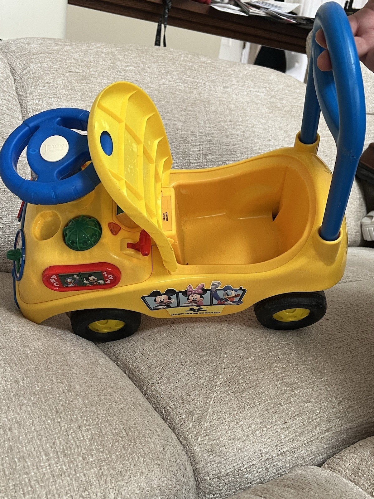 Vintage Kiddie land Disney Mickey Mouse Activity Bus Ride On Or Walker