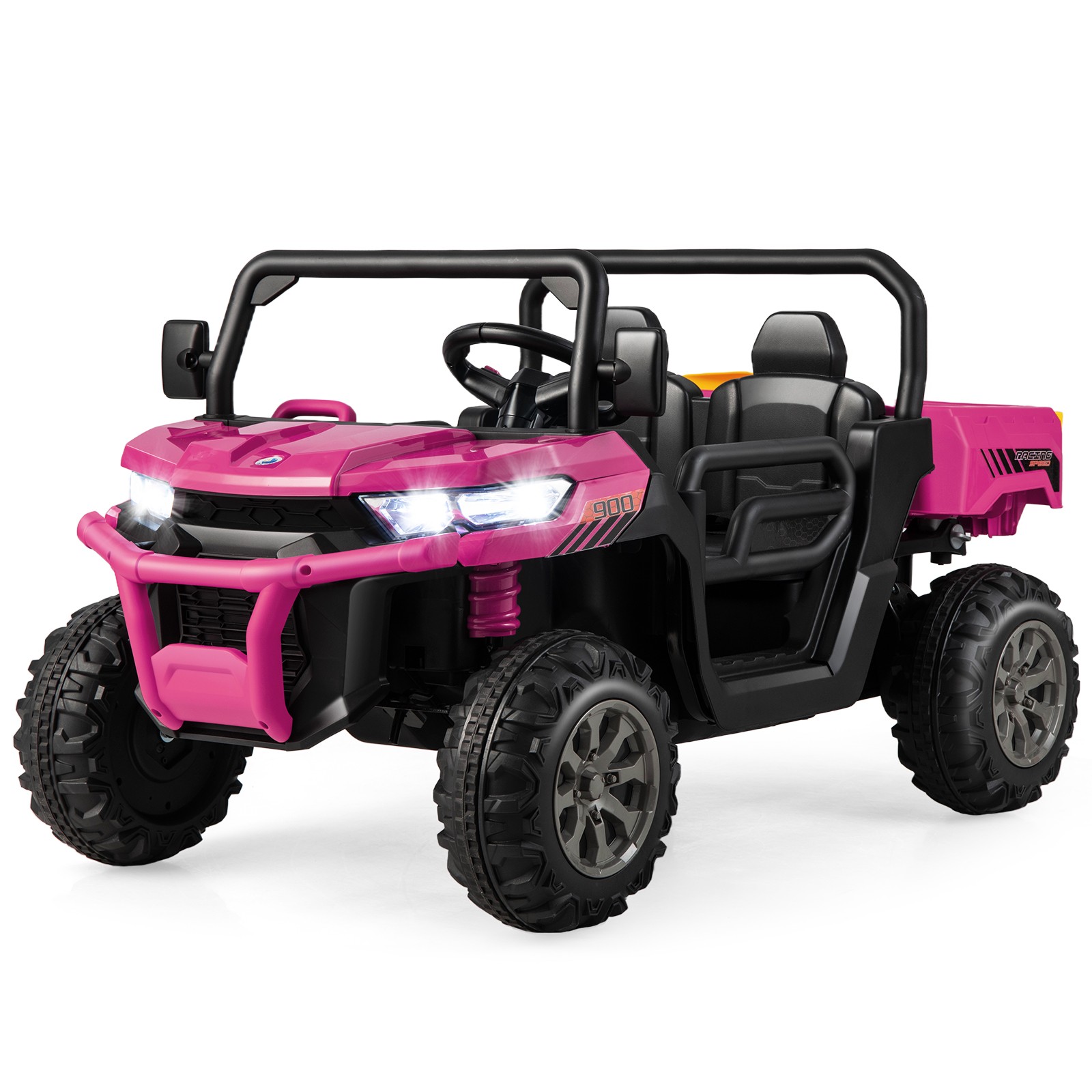 12V 2 Seater Ride On UTV Dump Truck Remote w/ Electric Dump Bed & Shovel Pink