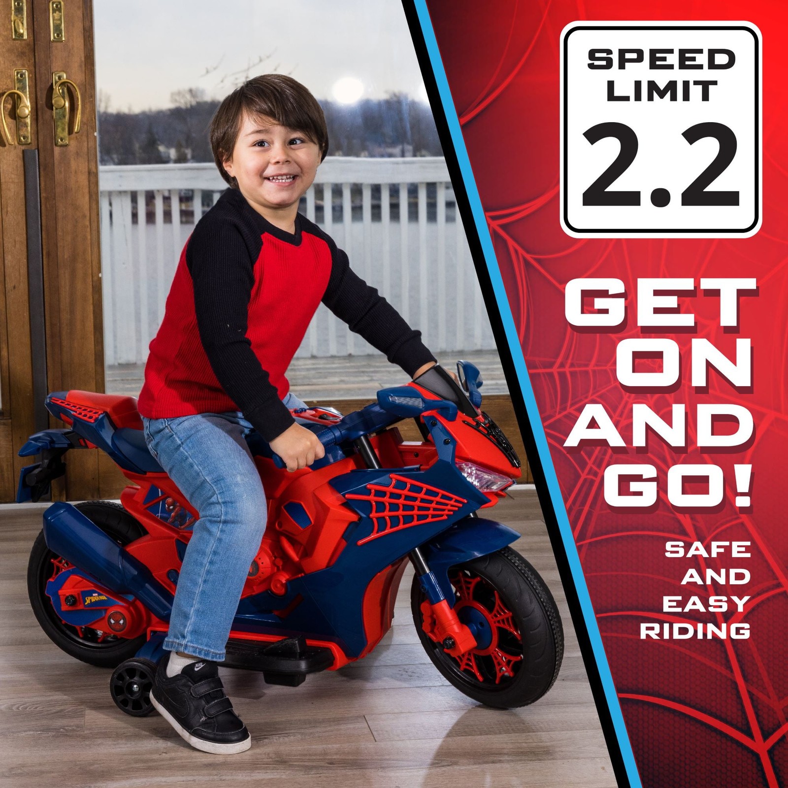 Kids Motorcycle Ride On Spiderman Design 6V Rechargeable Battery Ideal Gift