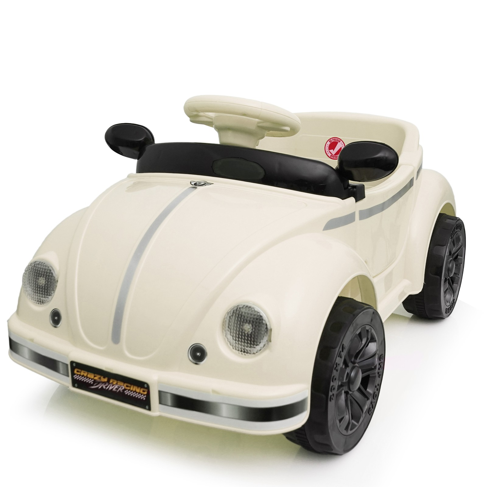 12V Kids Ride On Car Wheel LED USB & Bluetooth Suitable for Kids Aged 2-4 Beige
