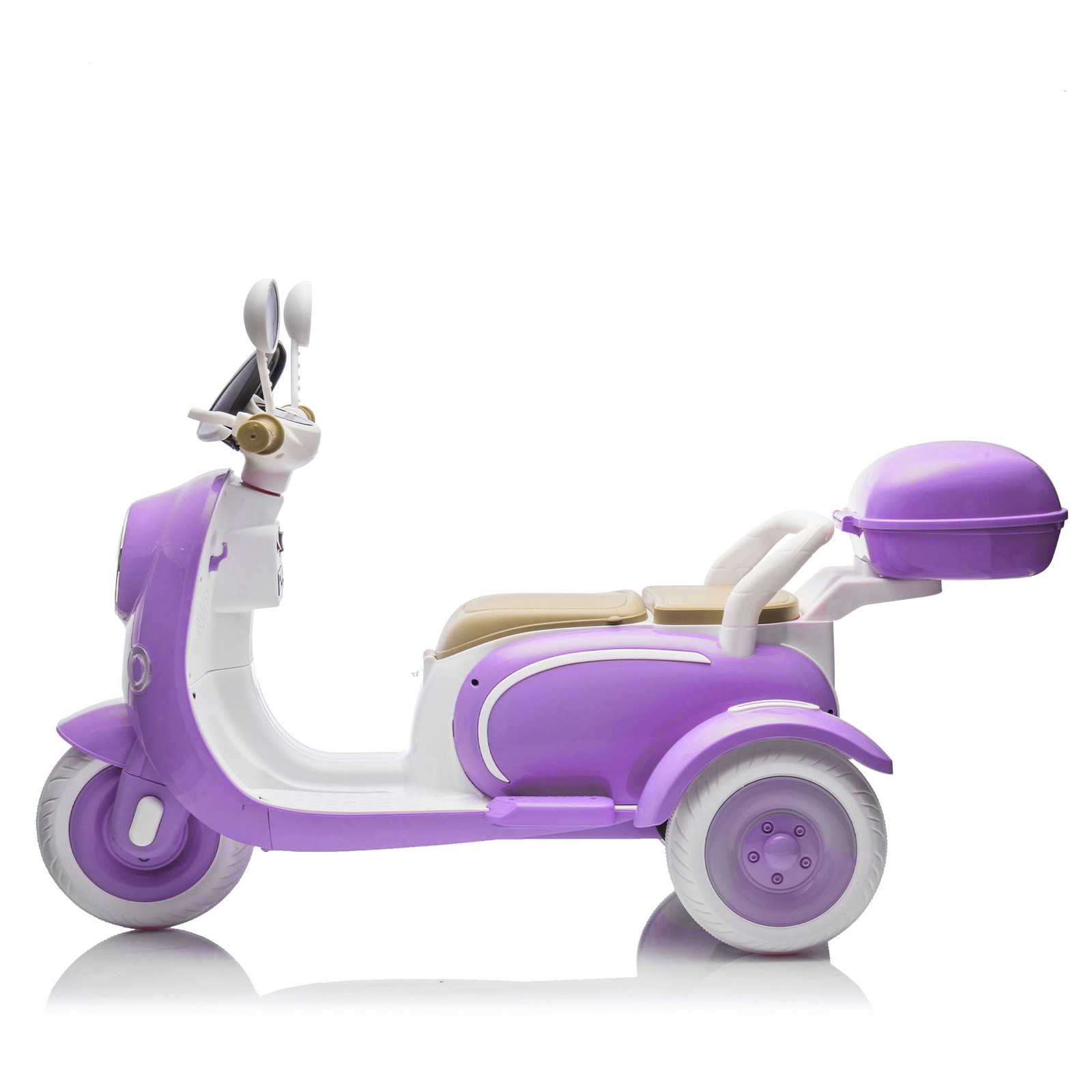 12V Two Motors Kids Ride On Level Up Two-seater 3 Wheel Toy for Kids 3-6 Purple