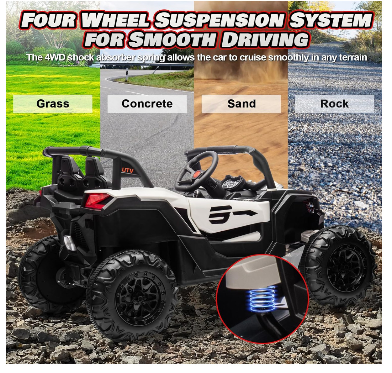 24V Ride On Car for Kids w/Remote Control, JOYRACER Battery Powered Off-Road UTV