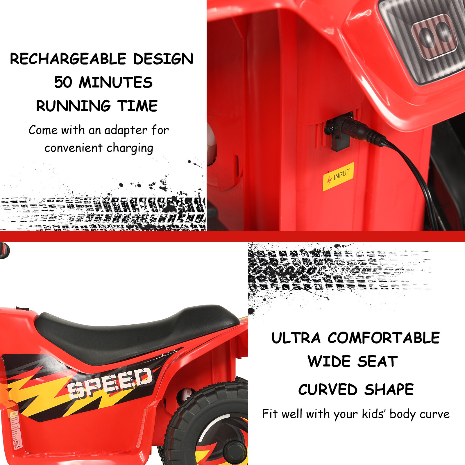 6V Kids Electric Quad ATV 4 Wheels Ride On Toy for Toddlers Forward&Reverse Red