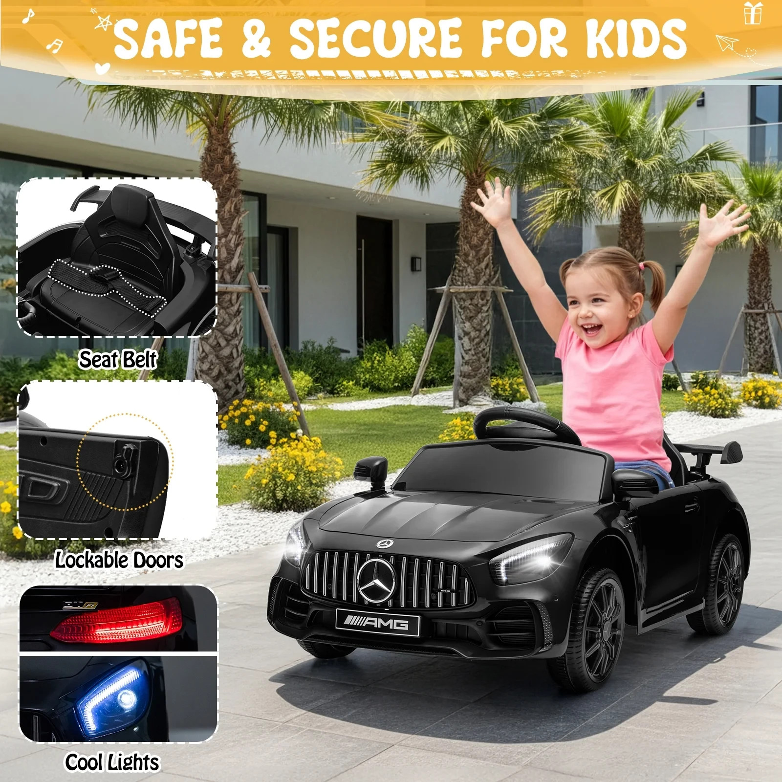 Mercedes-Benz AMG Licensed 12V Kids Ride on Car w/ Remote Bluetooth Enabled