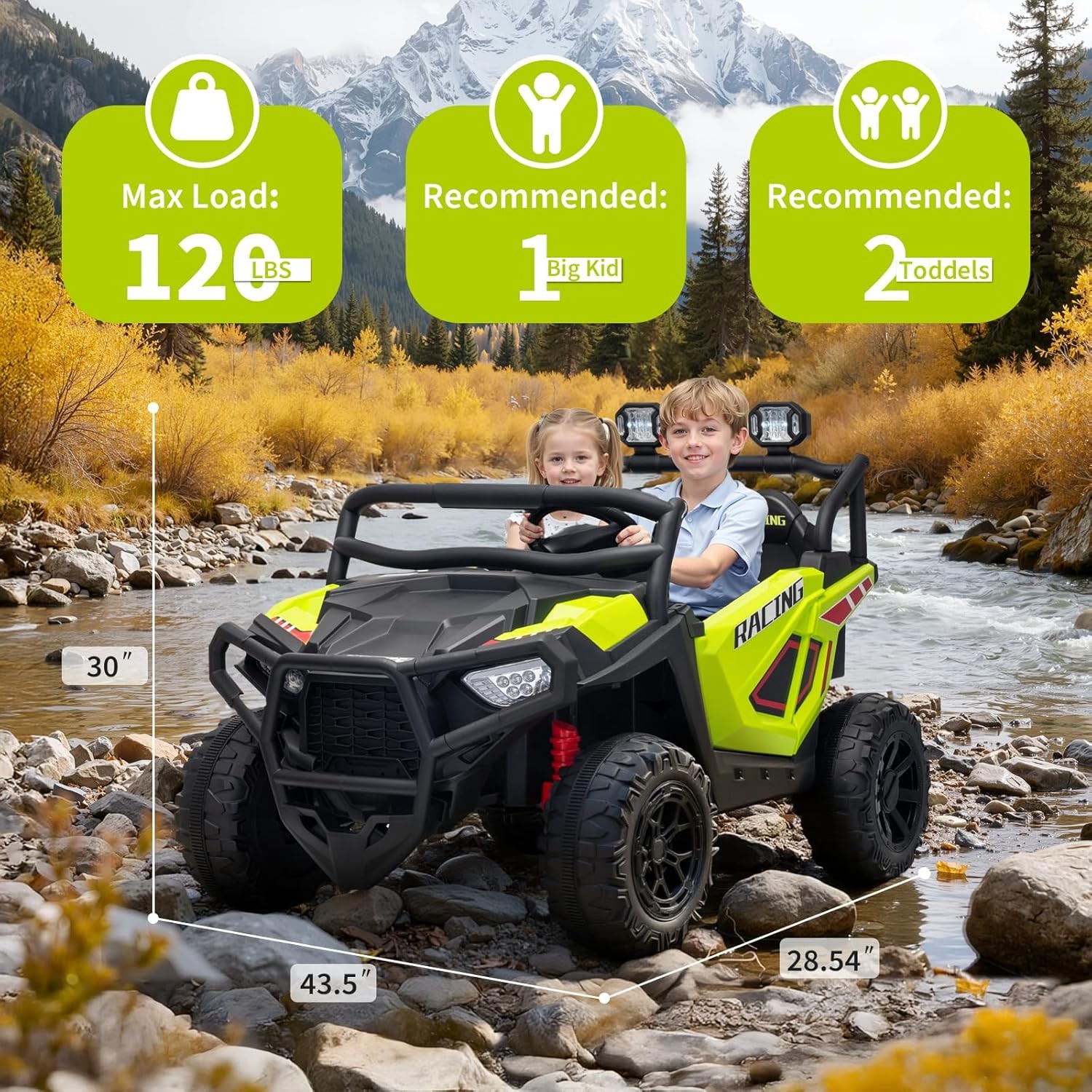 2 Seater Ride on Electric Car 24V Ride on Toys for Big Kids with Remote Control