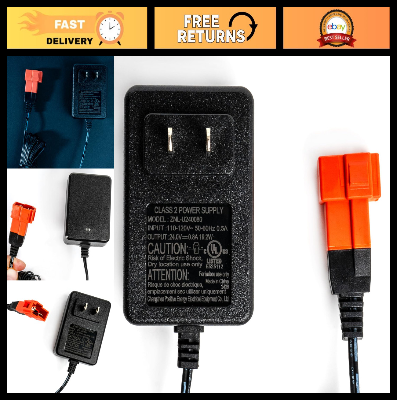 24V Battery Charger for Ride-On Toys, Electric Cars, Huffy, Power Wheels, UTV