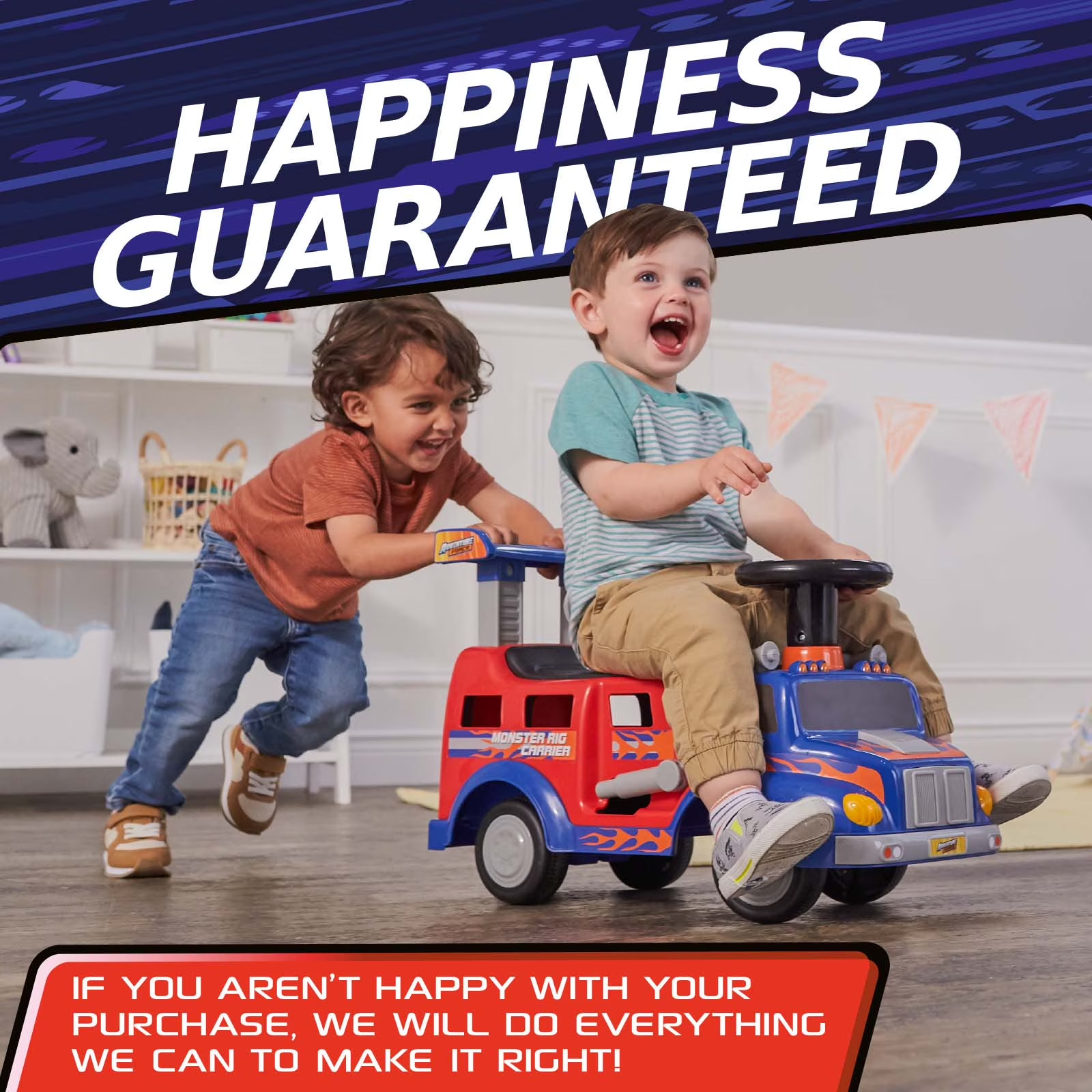 Monster Rig Carrier Ride-On Toy for Kids Ages 1 to 3, Supports up to 44Lbs