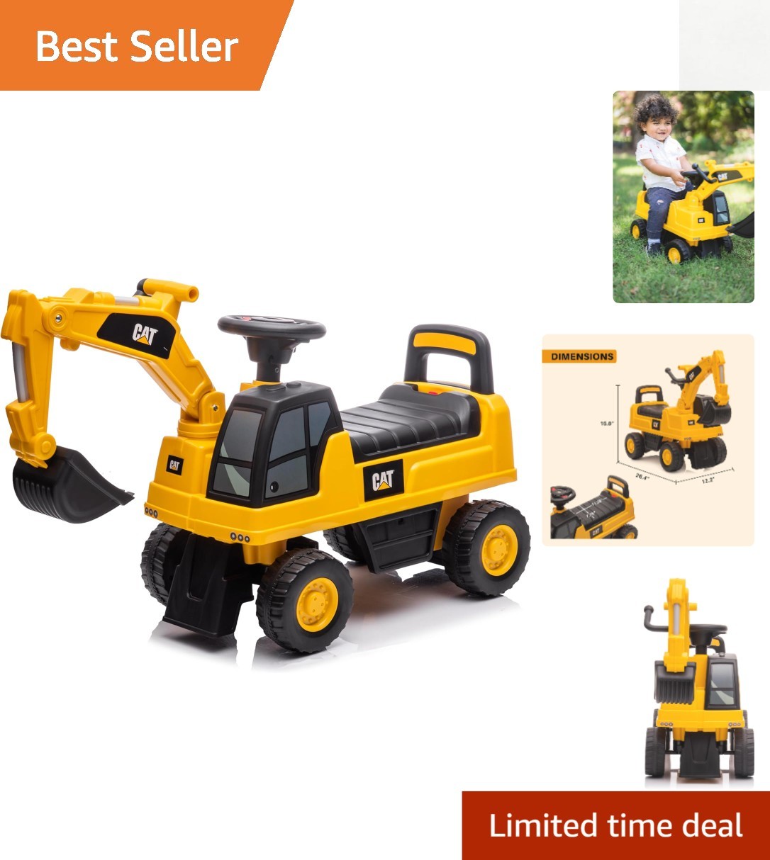 Authentic CAT Excavator Push Car with Storage & Music for Endless Adventures