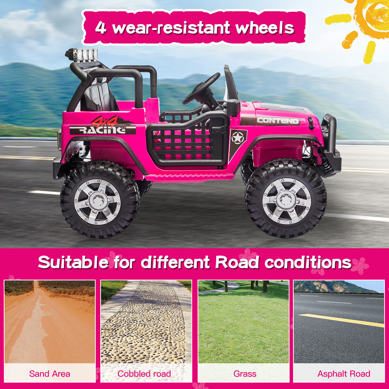 12V Kids Ride On Truck Electric Jeep Vehicle 2 Seater Car Toy w/ Remote Control