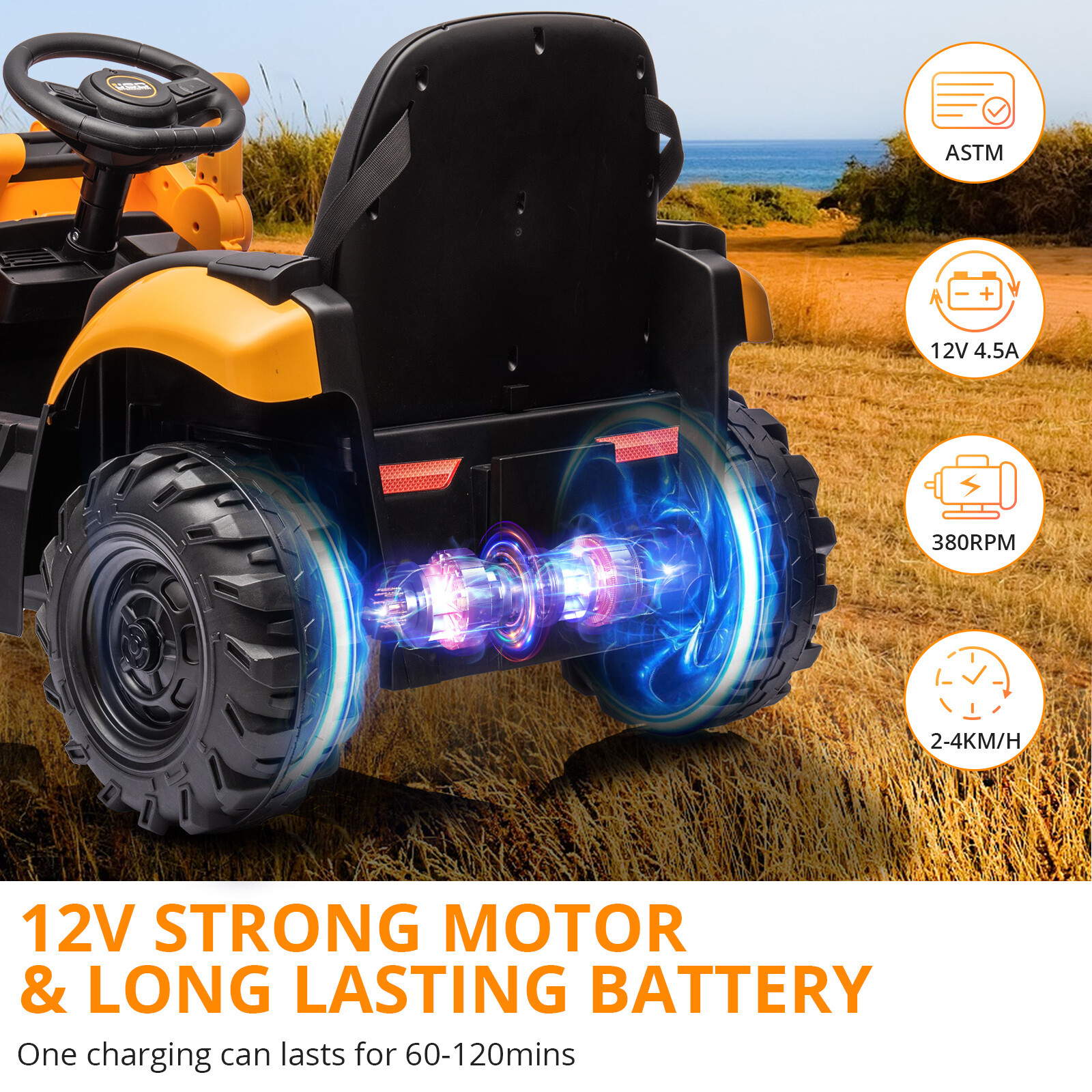 12V Kids Ride on Excavator & Bulldozer 4 in 1 Electric Vehicle Battery Powered