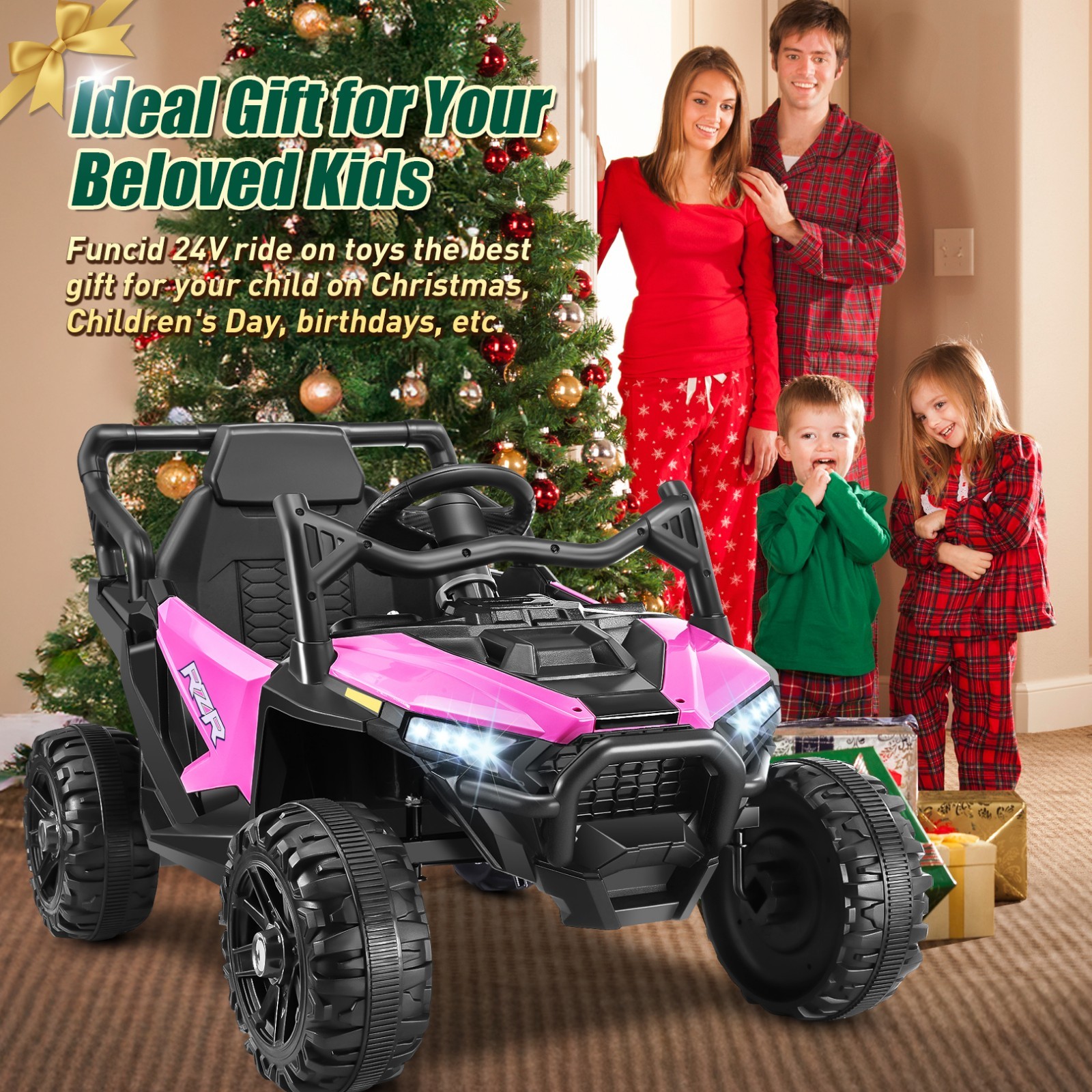 24V Kids Electric Car Ride on UTV Battery Power Wheels w/Remote Control & Music