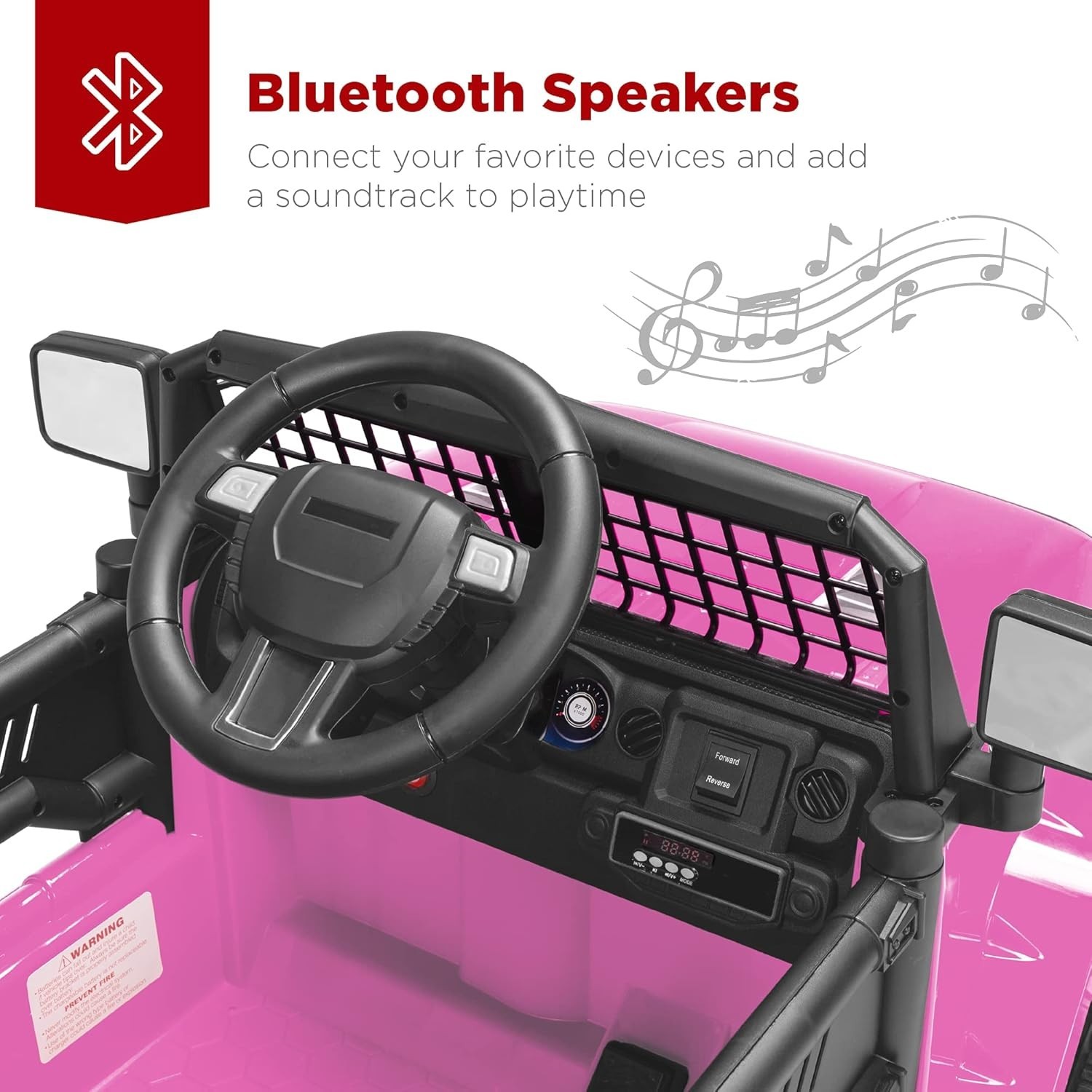 Powerful Pink 12V Kids Ride-On Truck with LED Lights & Parental Control Remote
