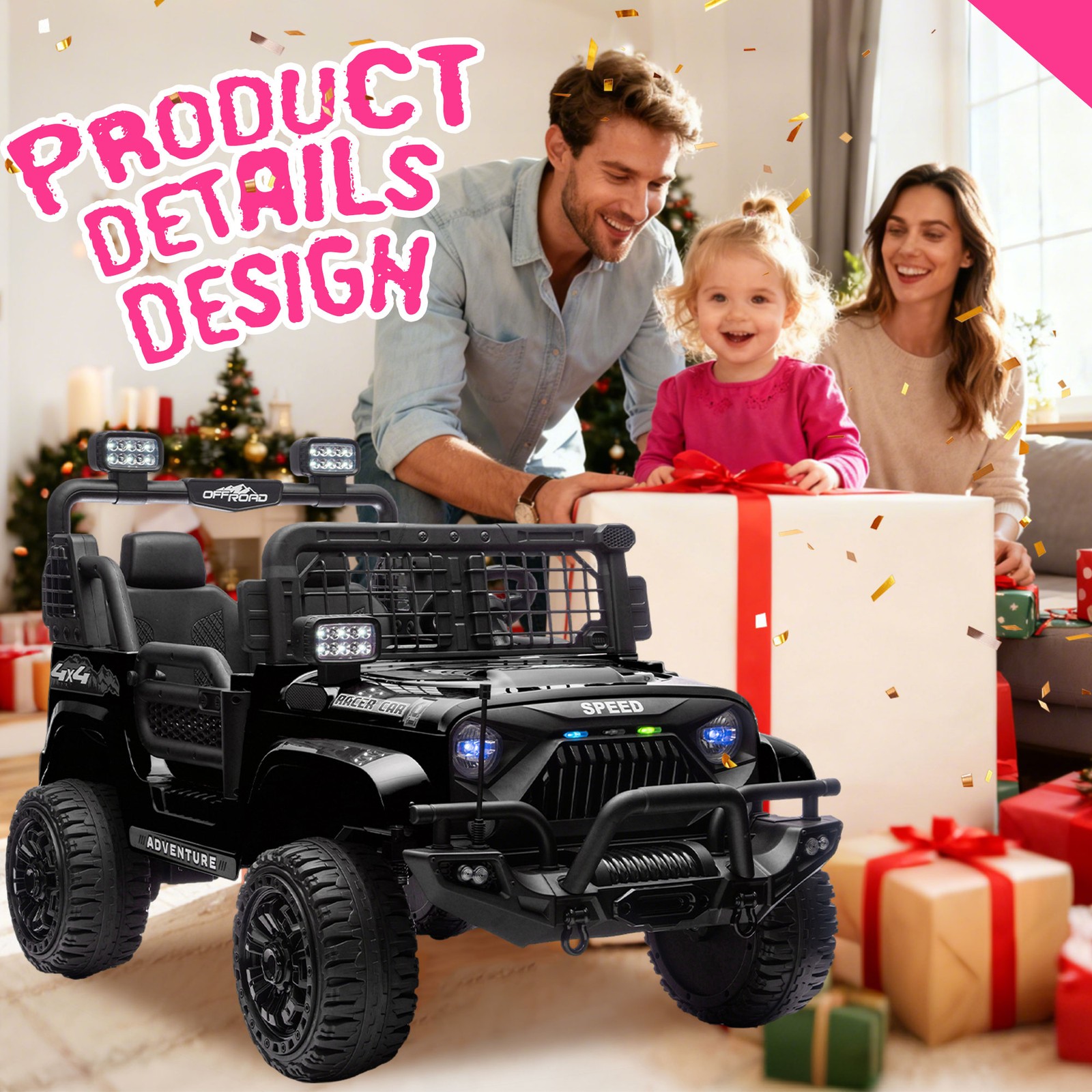24V 100W*2 Two-seater Kids Ride On Car RC 4-Wheel Shock Absorption for kids 3-8
