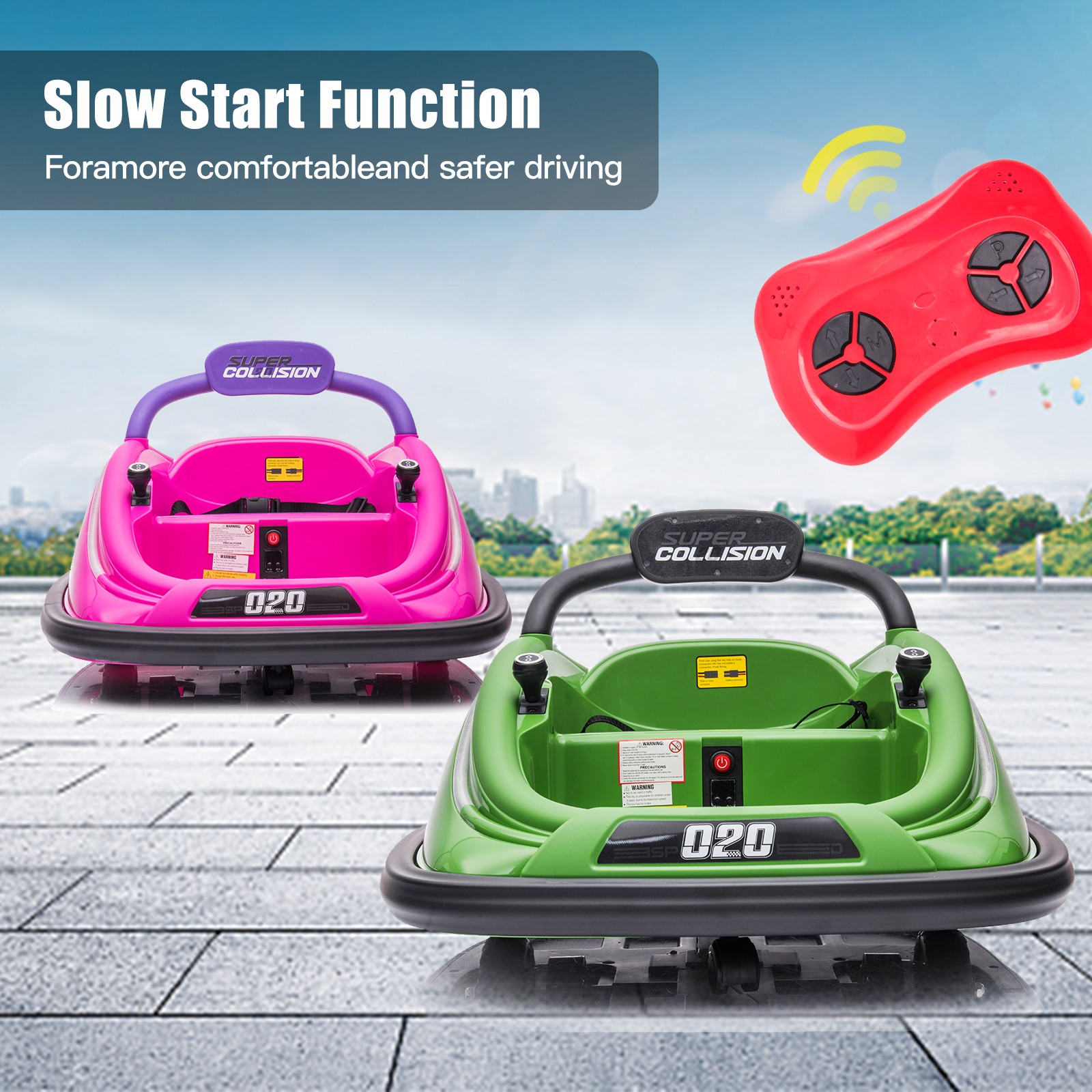 12V Kids Ride On Car Bumper Electric 360° Spin Vehicle Toy Parent Remote Control