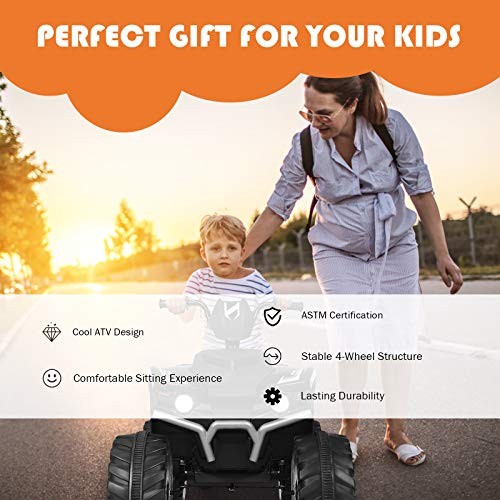 Kids ATV Battery Powered Electric Vehicle w/LED Lights, High & Low 12V Black