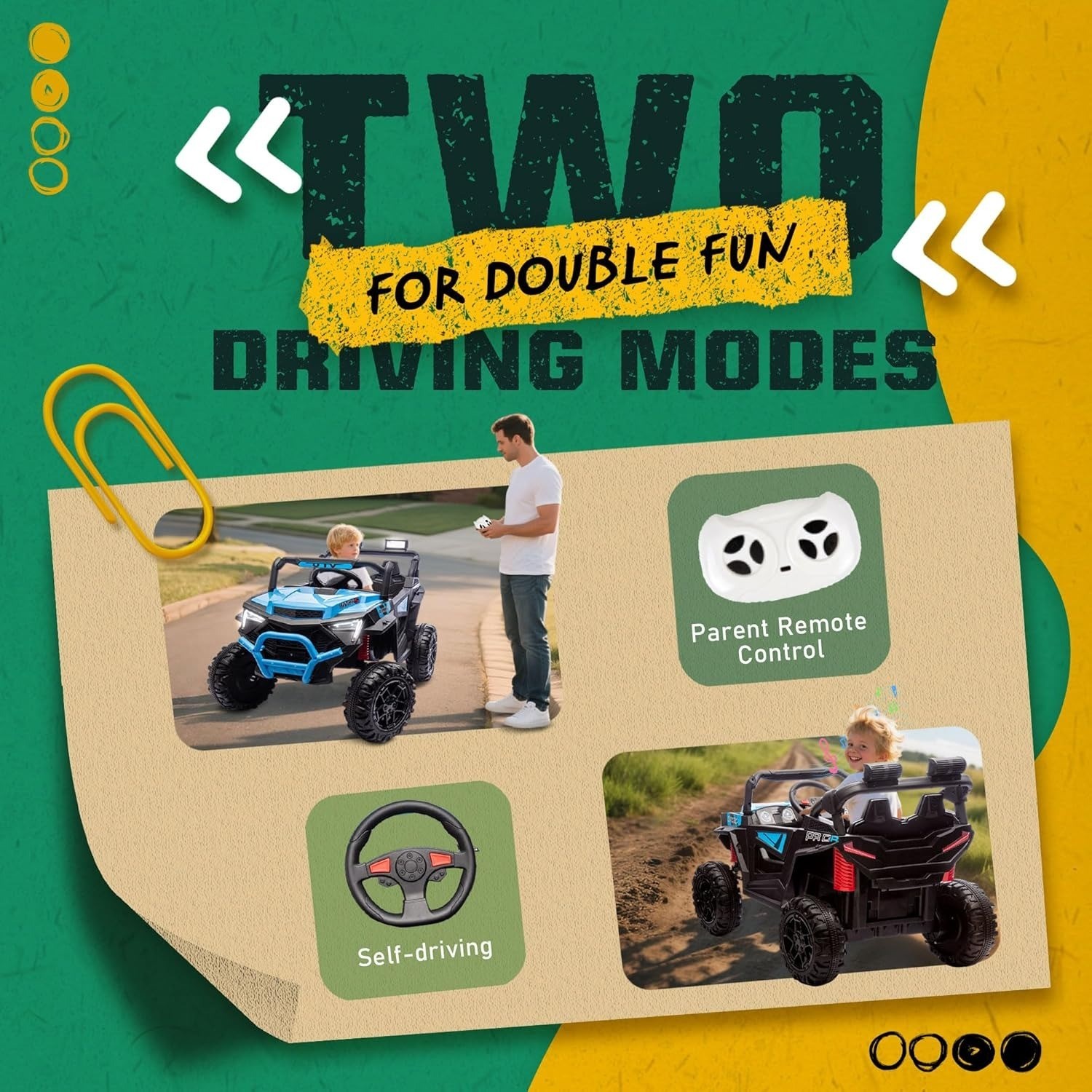 24V Ride on UTV Electric Car Vehicle Toy 400W with Remote Control for Kids Blue