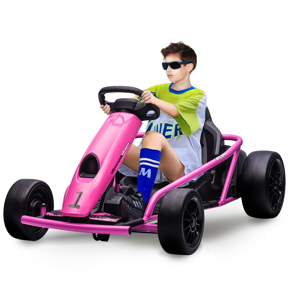 24V Kids Ride on Go Kart 300W Extra Powerful Motors 8MPH Drifting w/ Music Horn