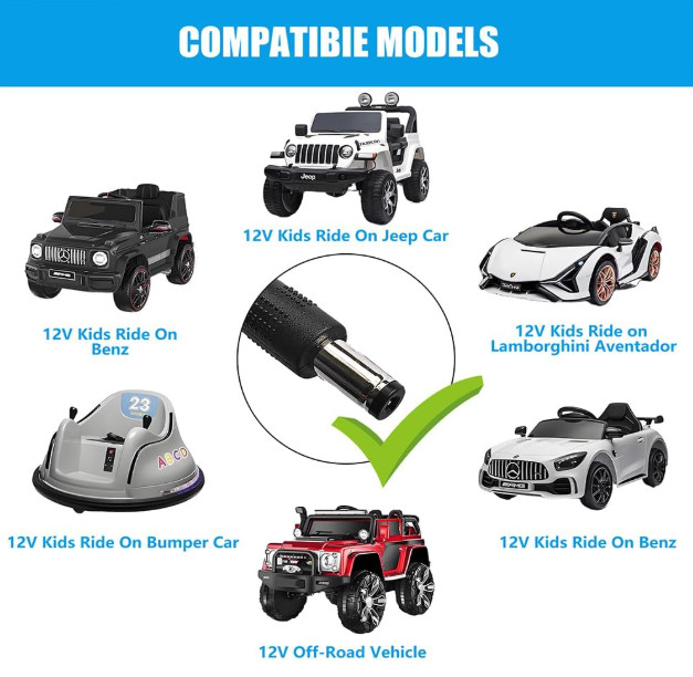 12V Kids Charger for Ride On Toys Car, 12V Ride-on Toys SUV Car Battery Charg…