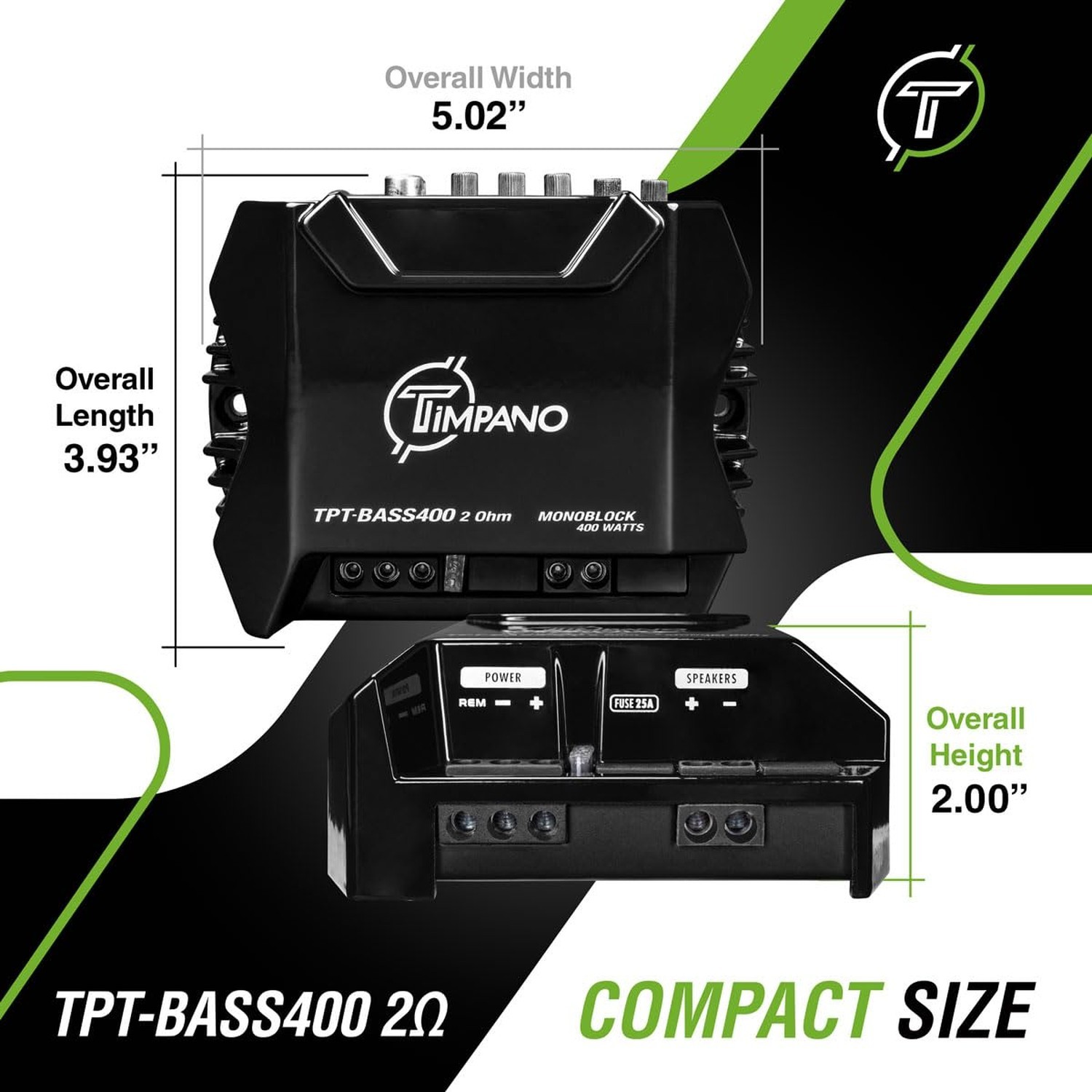 Timpano 400 Watts Mono Subwoofer Car Audio Amplifier TPT-BASS400 2 Ohm – 1